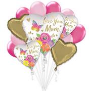 Deluxe Butterfly & Flowers Mother's Day Foil & Latex Balloon Bouquet, 13pc