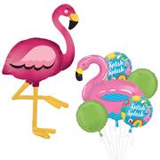 Gliding Flamingo & Pool Party Foil Balloon Set, 6pc