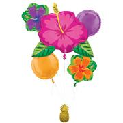 Summer Hibiscus Foil Balloon Bouquet with Pineapple Balloon Weight