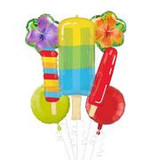 Pool Party Ice Pop & Hibiscus Foil Balloon Bouquet, 5pc