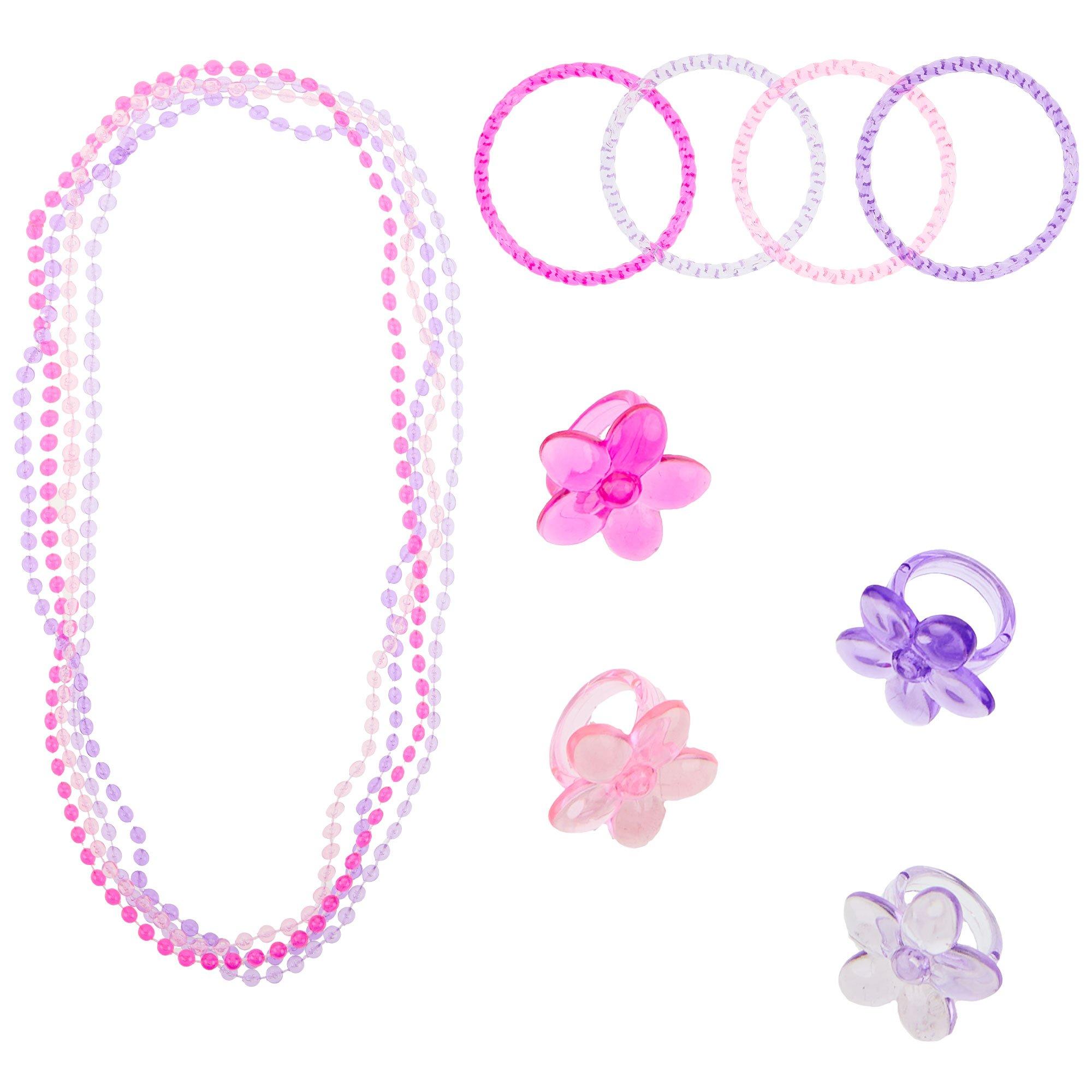 Pink & Purple Necklace, Ring, & Bracelet Set, 12pc