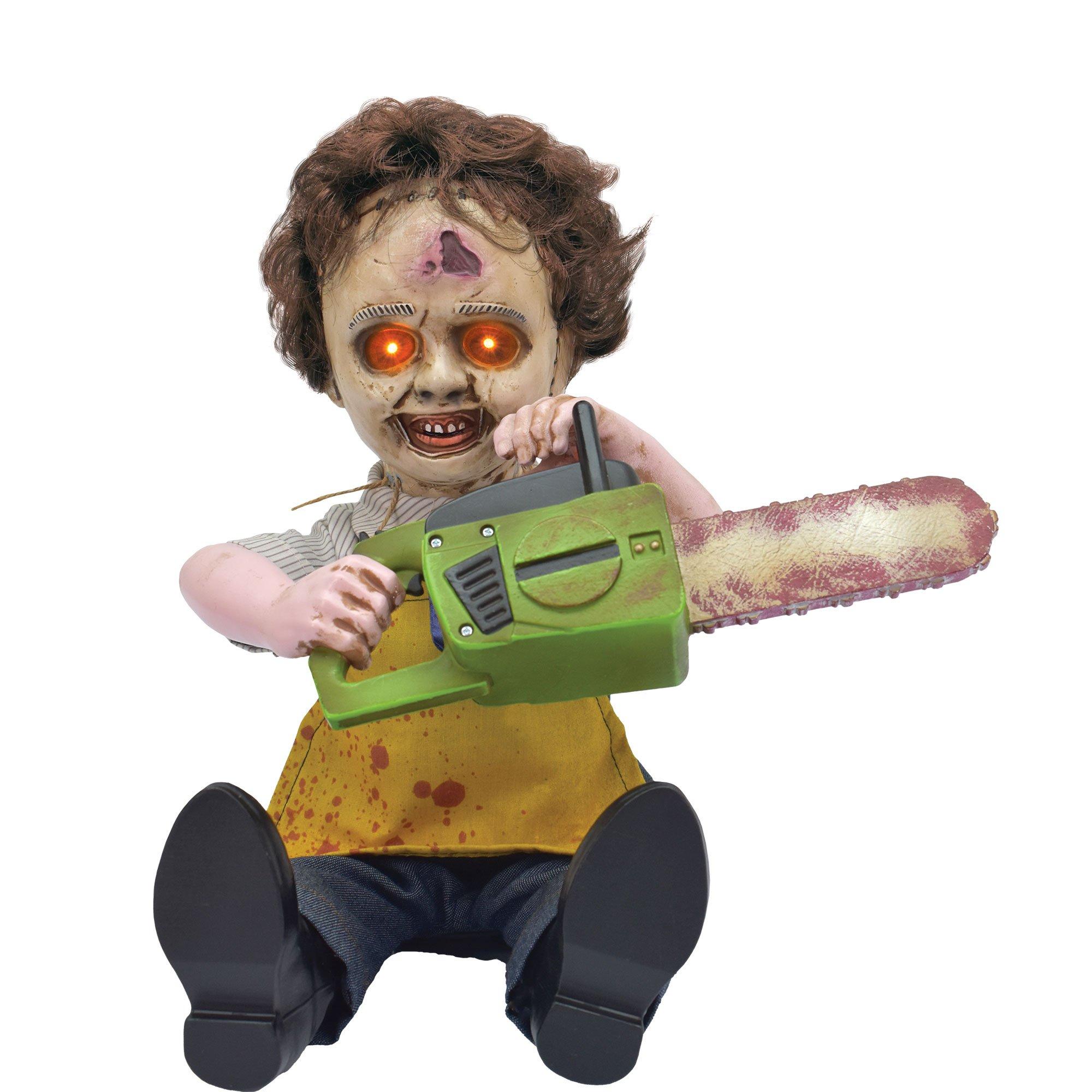 Animatronic Light-Up Sitting Leatherface® Doll Decoration, 10in - The Texas Chainsaw Massacre