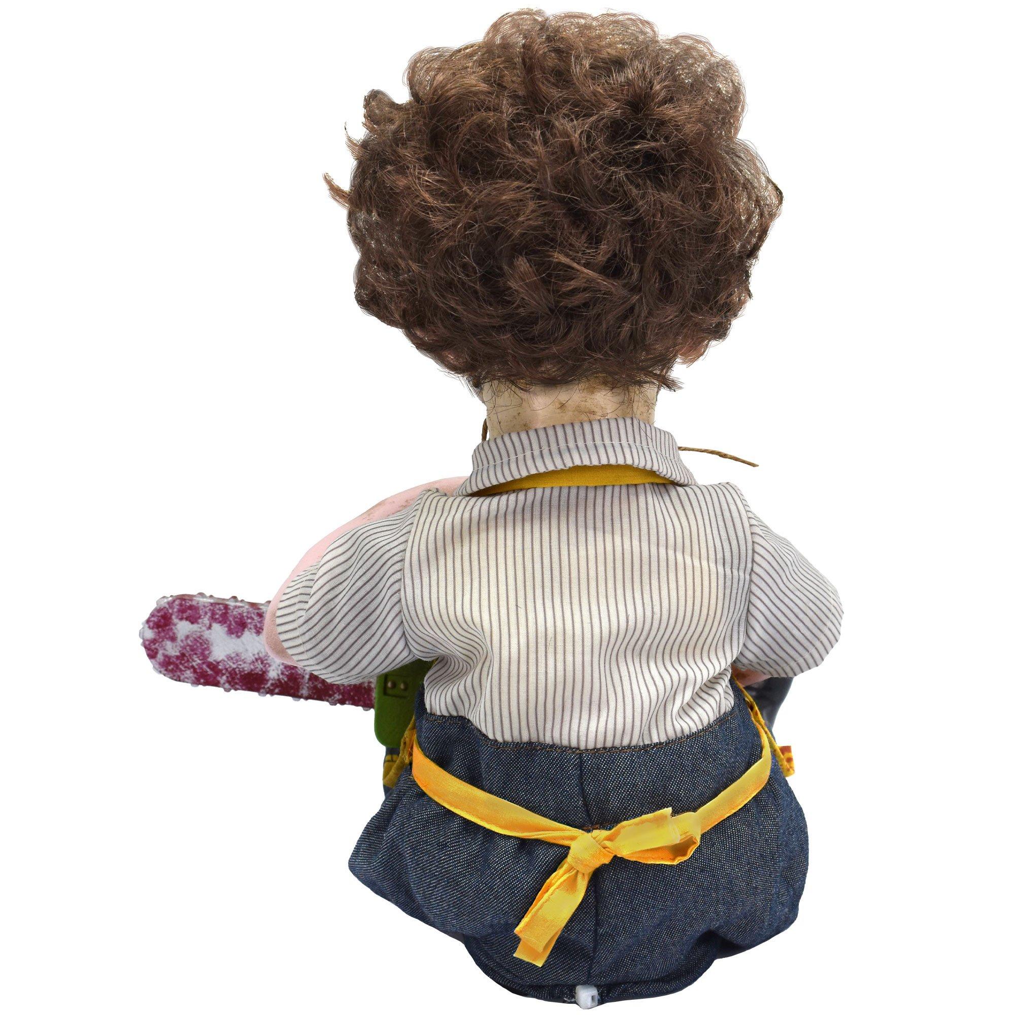 Animatronic Light-Up Sitting Leatherface® Doll Decoration, 10in - The Texas Chainsaw Massacre