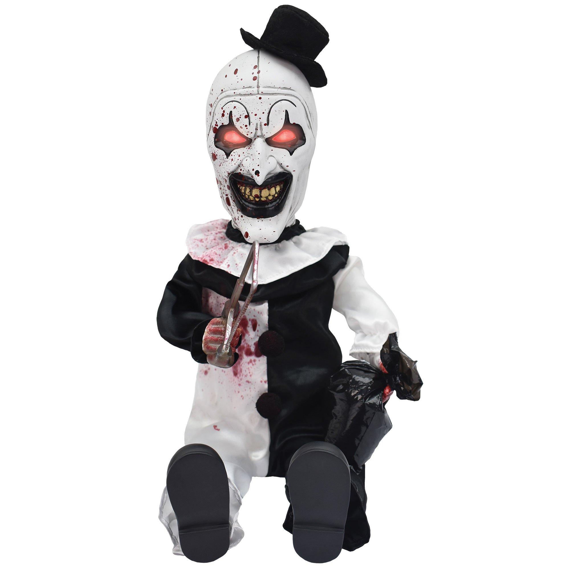 Animatronic Light-Up Sitting Art the Clown Doll Decoration, 11.2in - Damien Leone's Terrifier