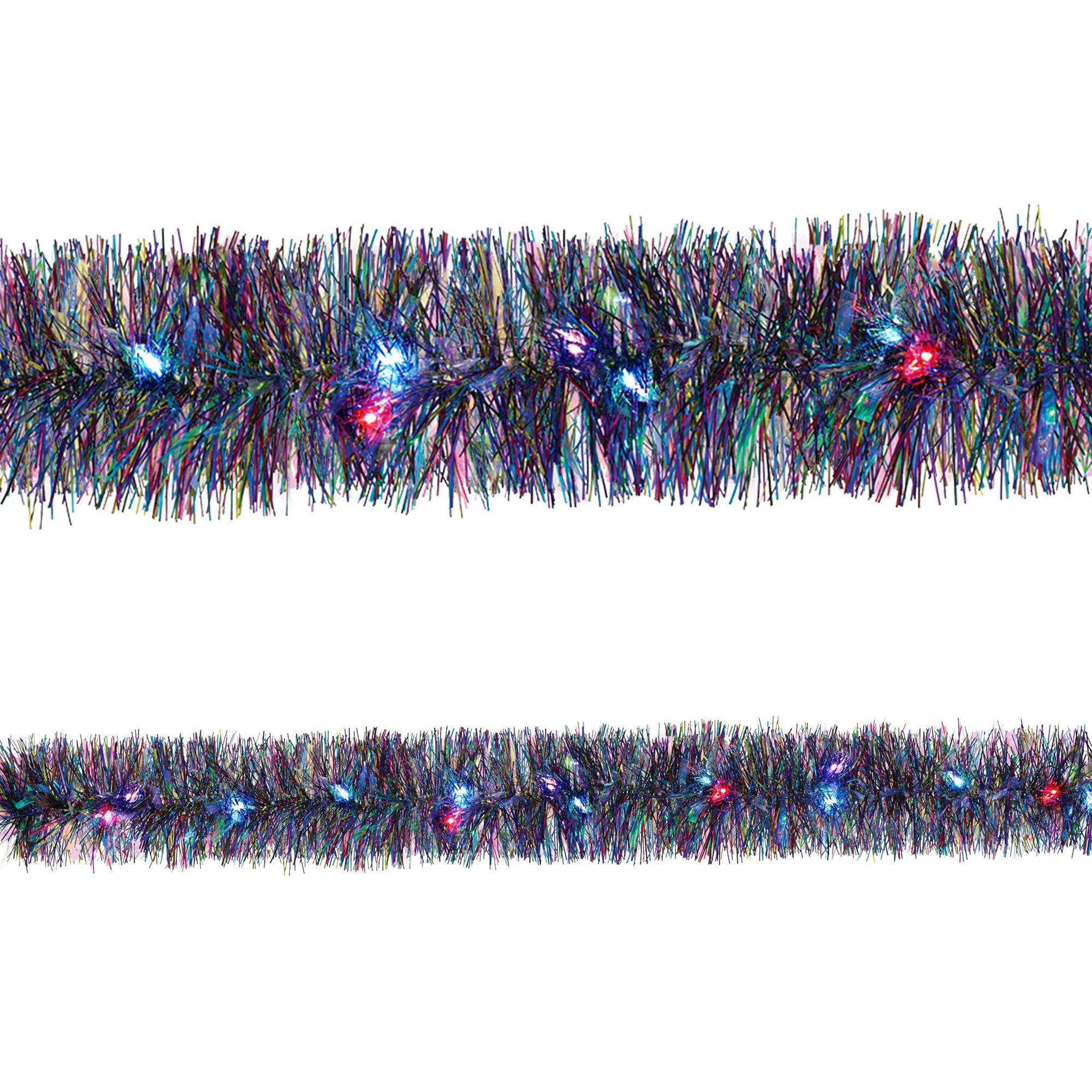 Light-Up Starlight Tinsel Garland, 9ft