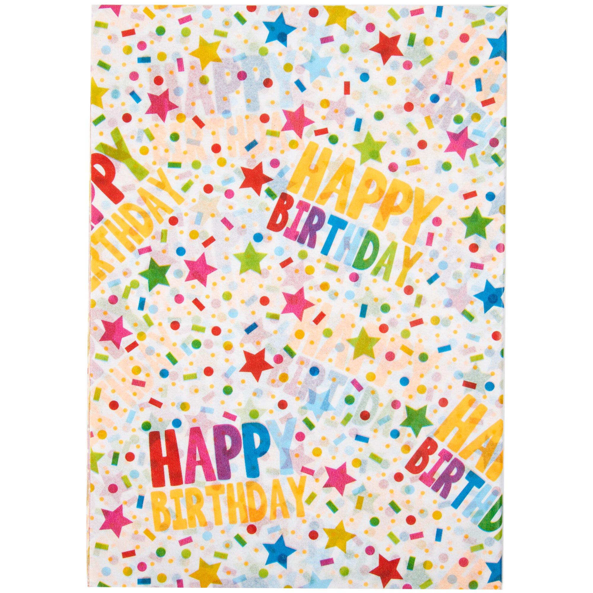 Multicolor Happy Birthday Tissue Paper, 20in x 20in, 8ct