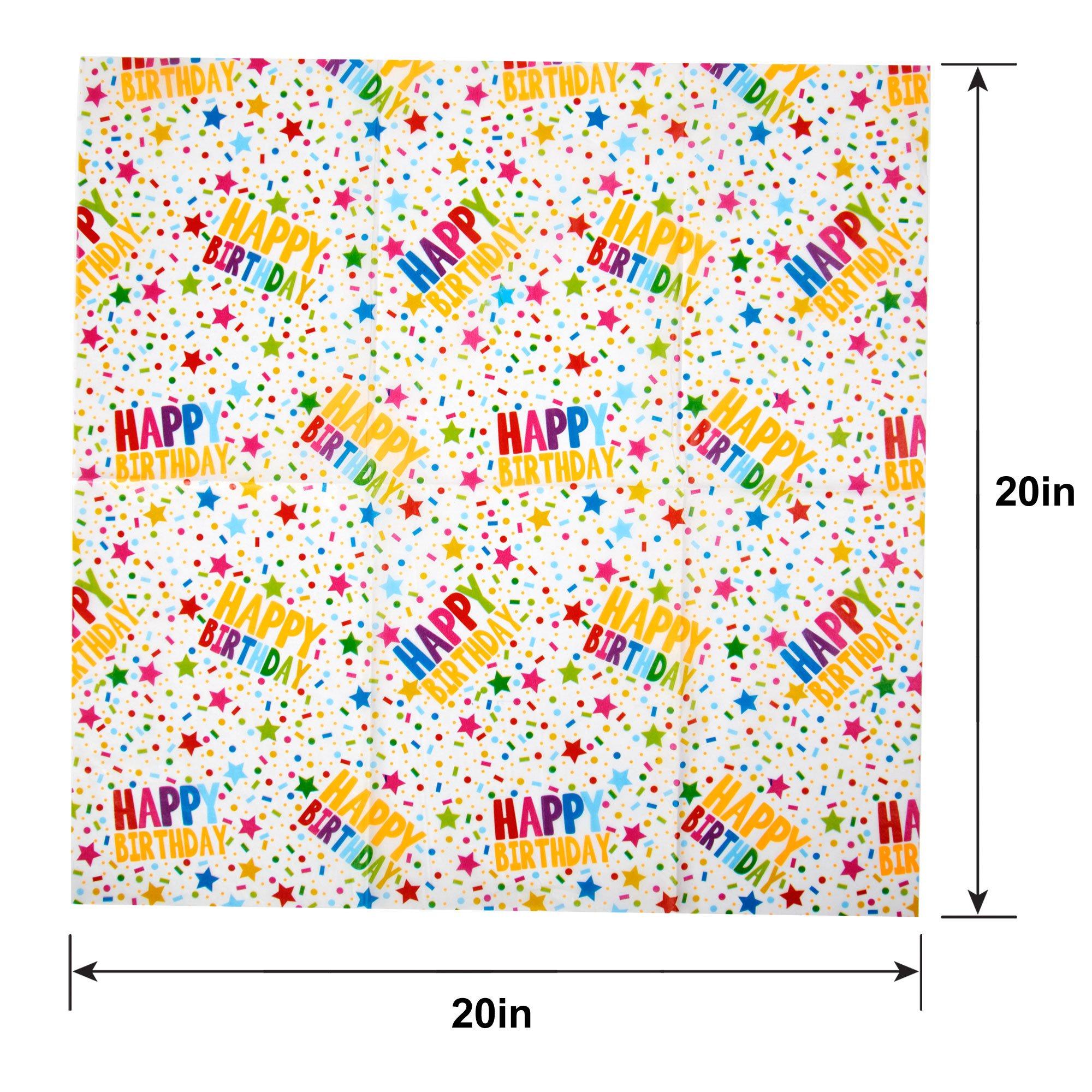 Multicolor Happy Birthday Tissue Paper, 20in x 20in, 8ct