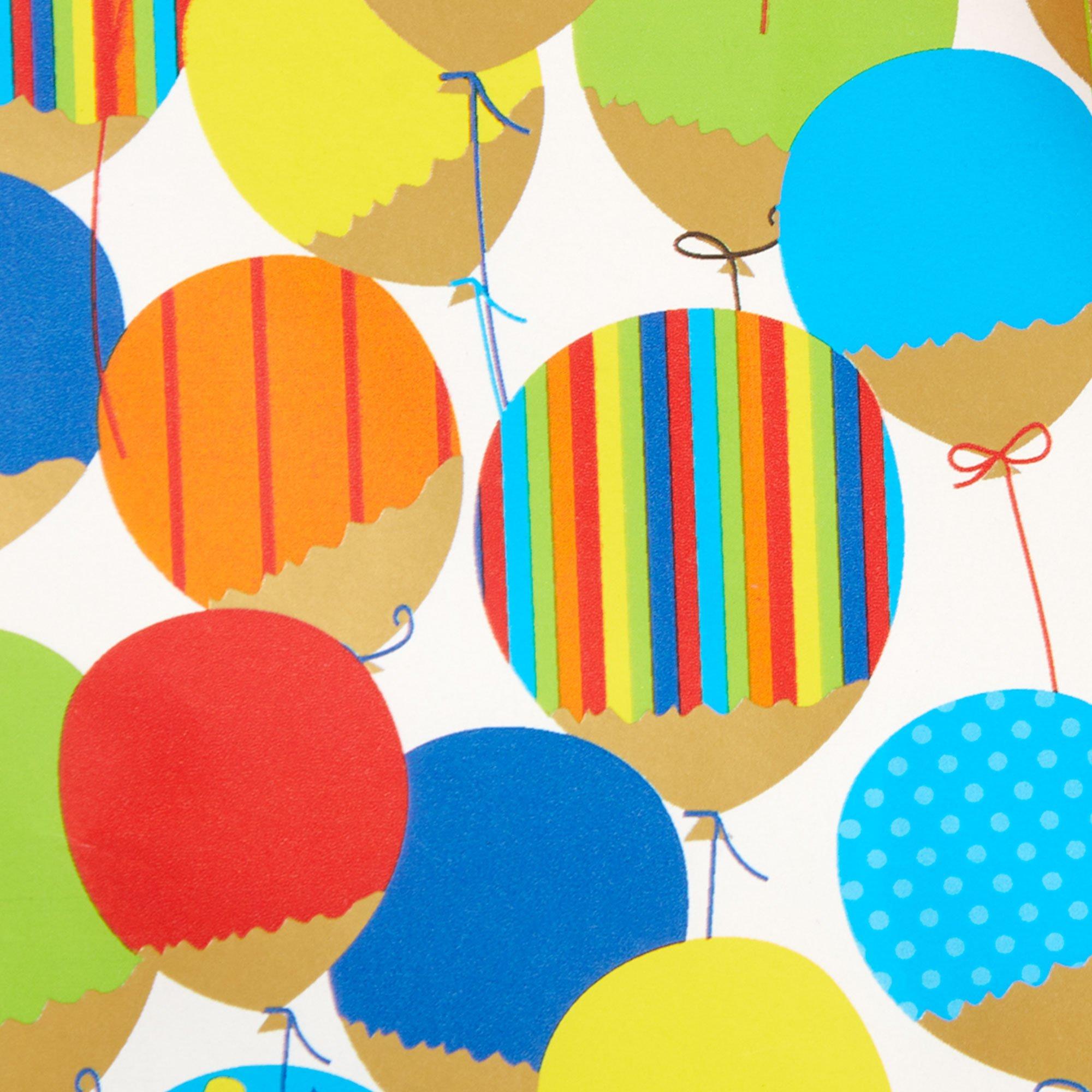 Multicolor Balloons Gift Wrap, 16ft x 30in (40 sq ft)