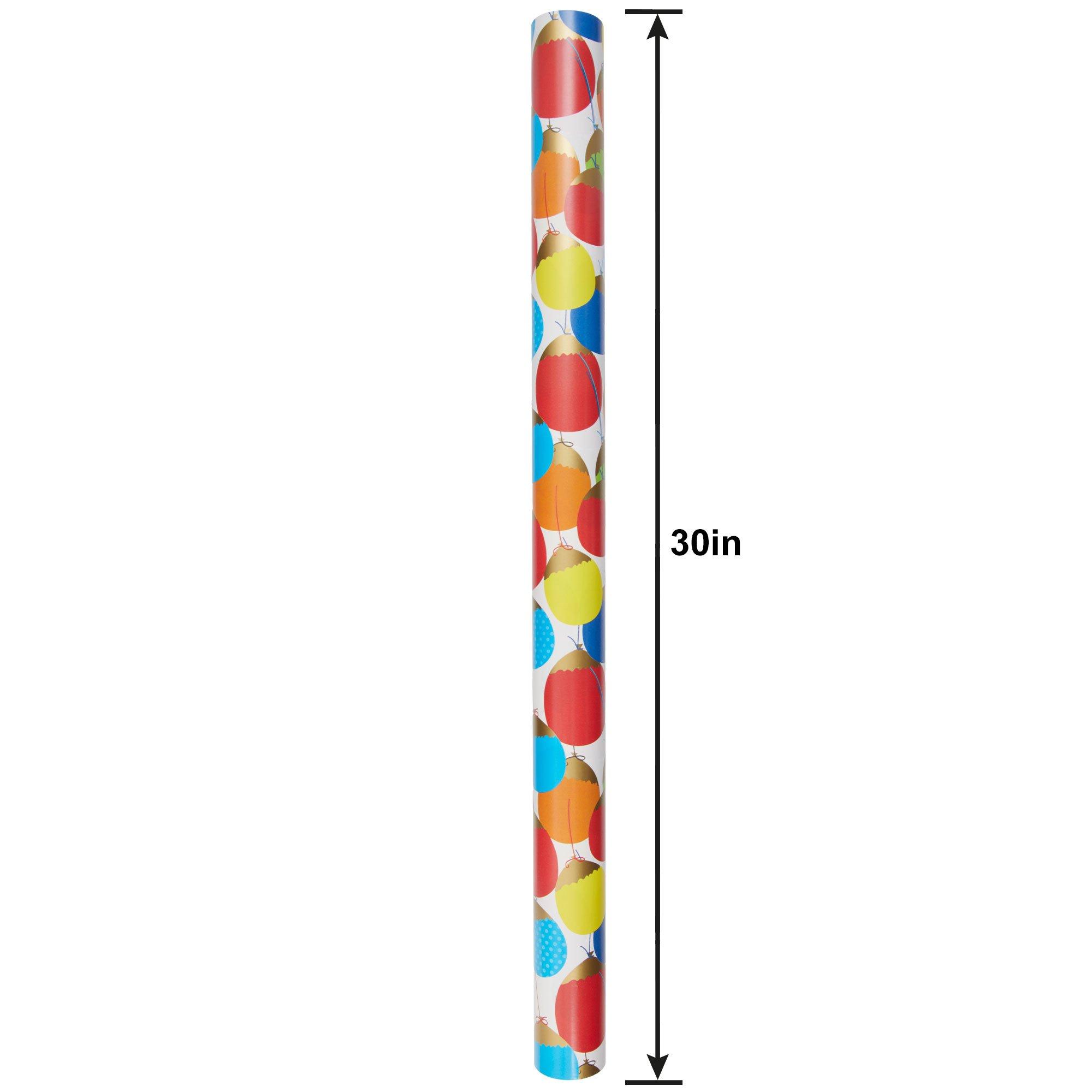 Multicolor Balloons Gift Wrap, 16ft x 30in (40 sq ft)