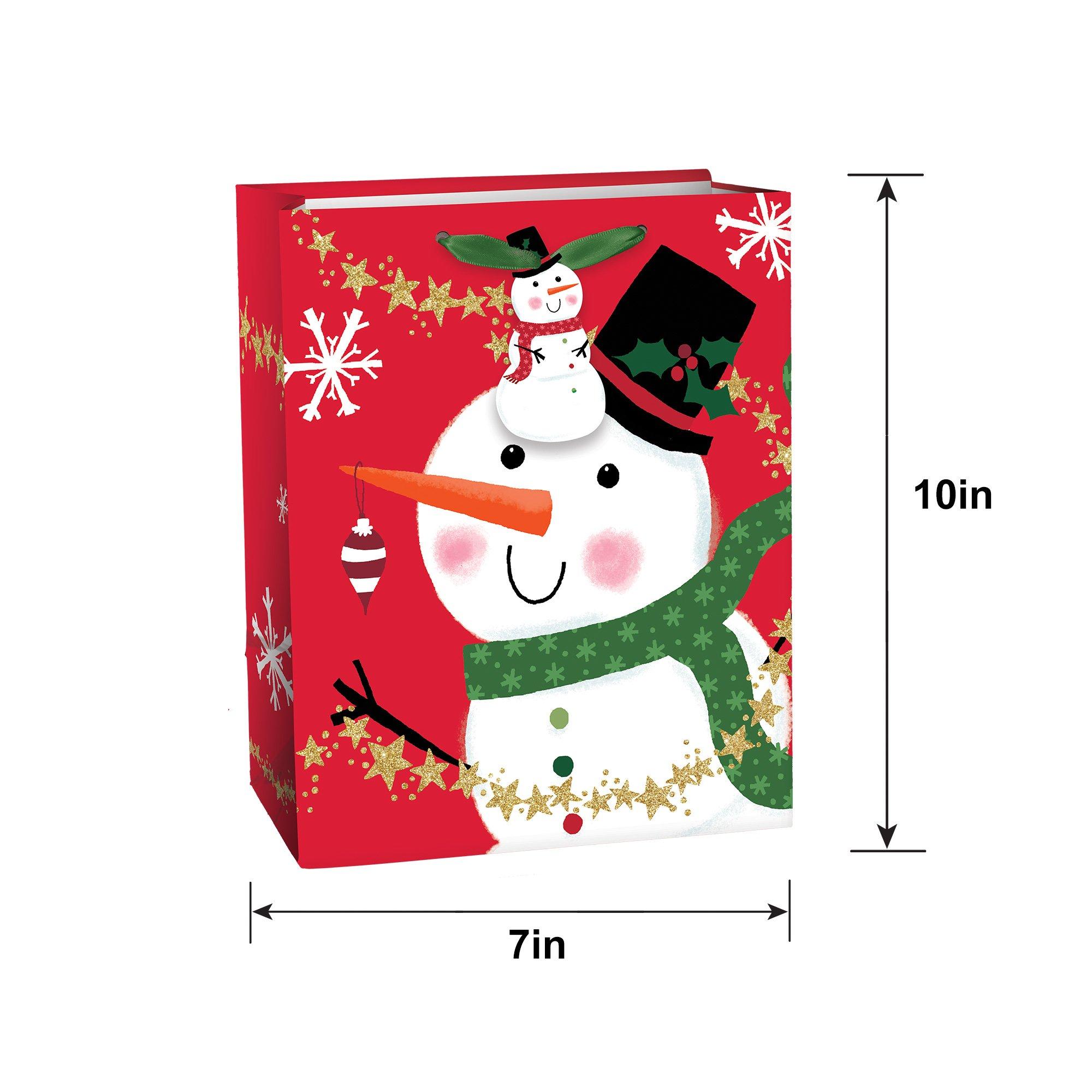 Starry Snowman Paper Gift Bag, 7in x 10in