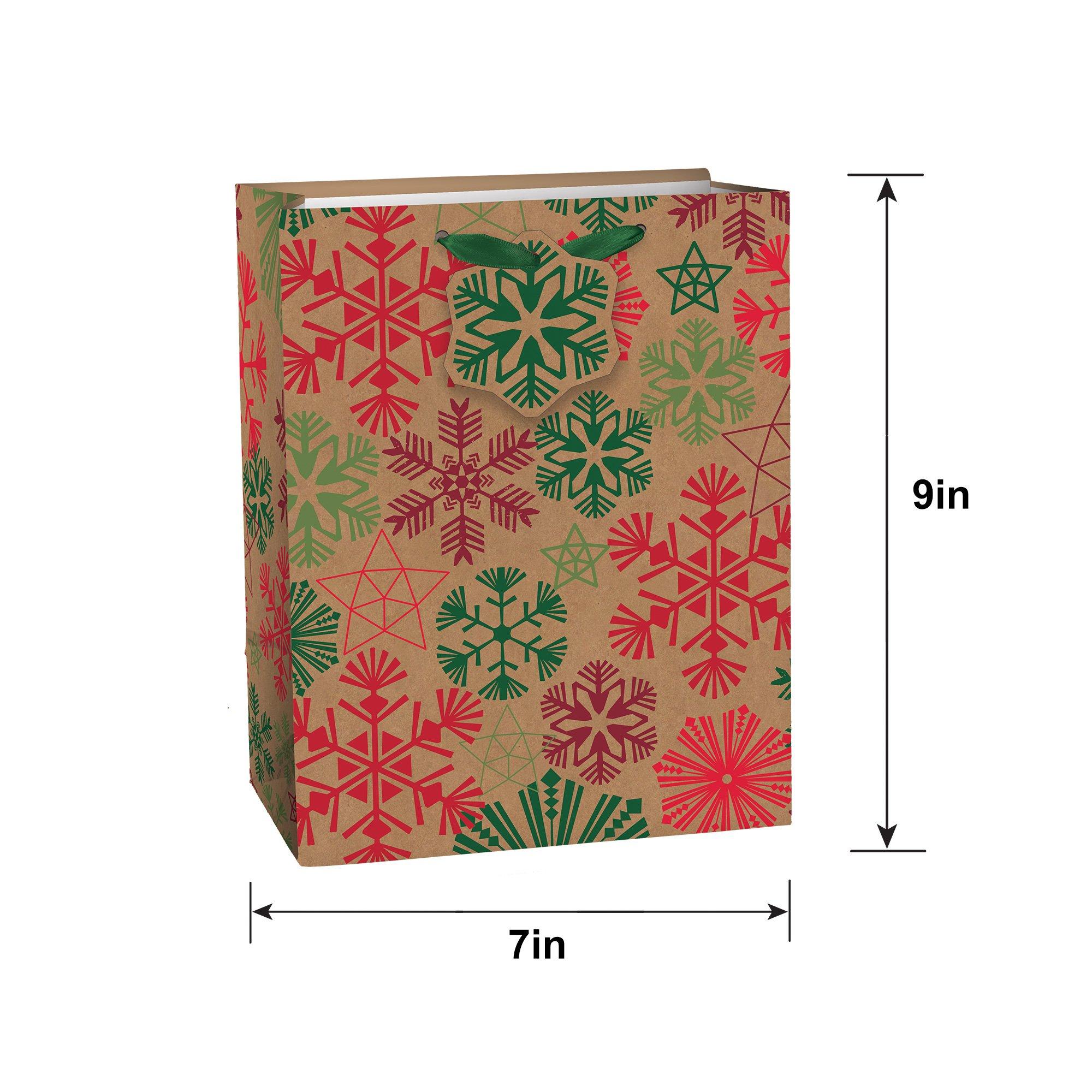 Evergreen, Tree & Snowflake Paper Gift Bag Set, 3pc