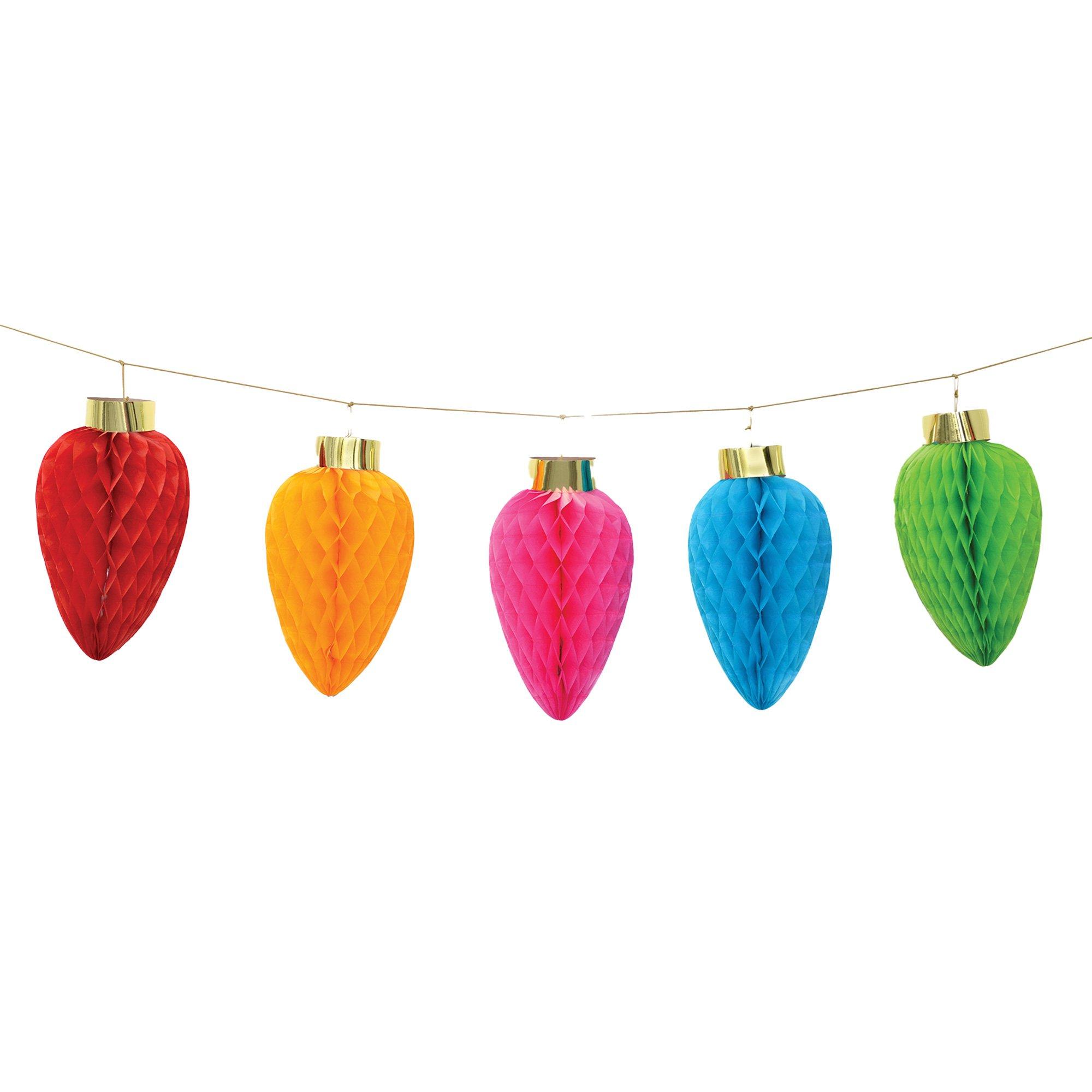 Multicolor Paper Honeycomb Ornament Garland, 8ft