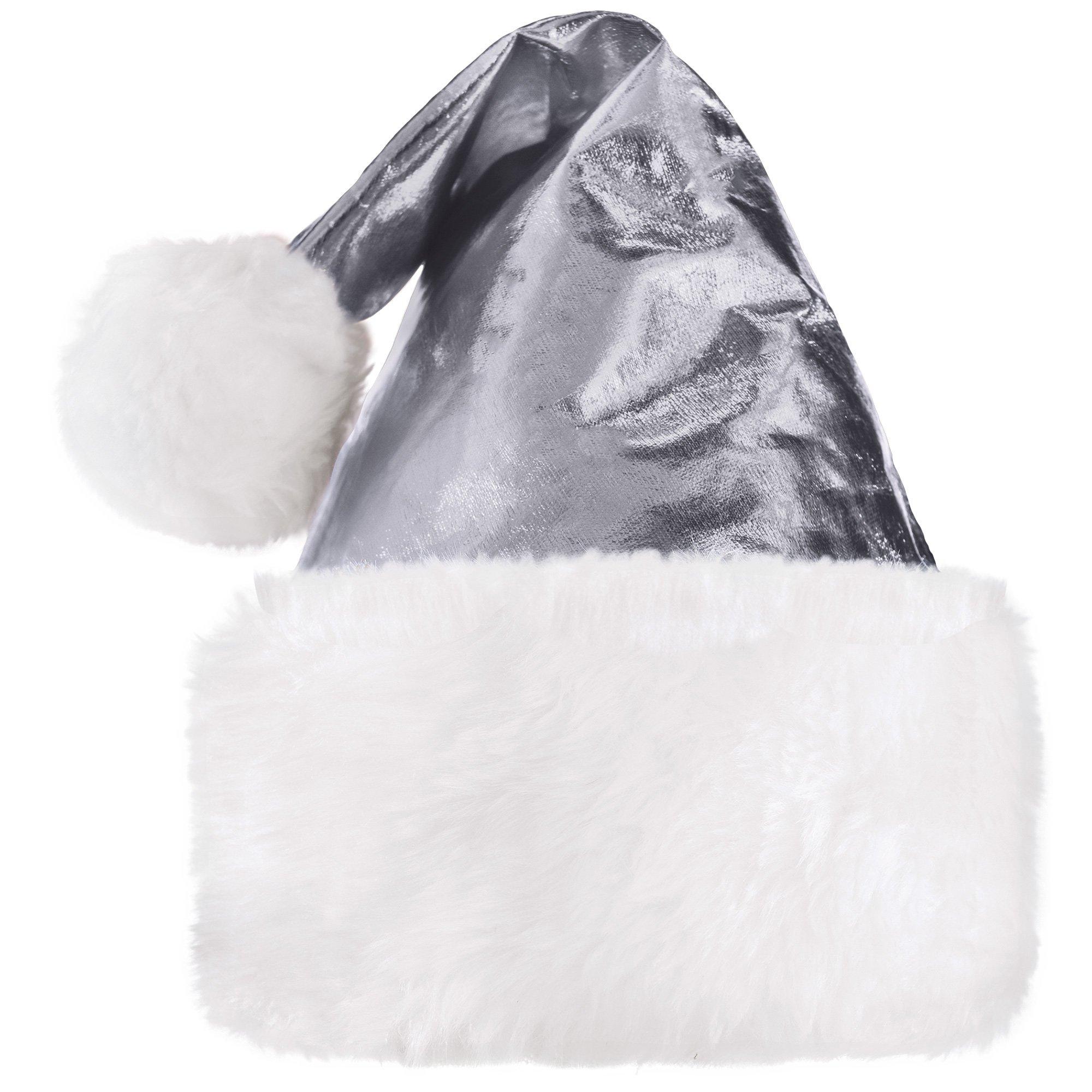 Metallic Silver Adjustable Santa Hat