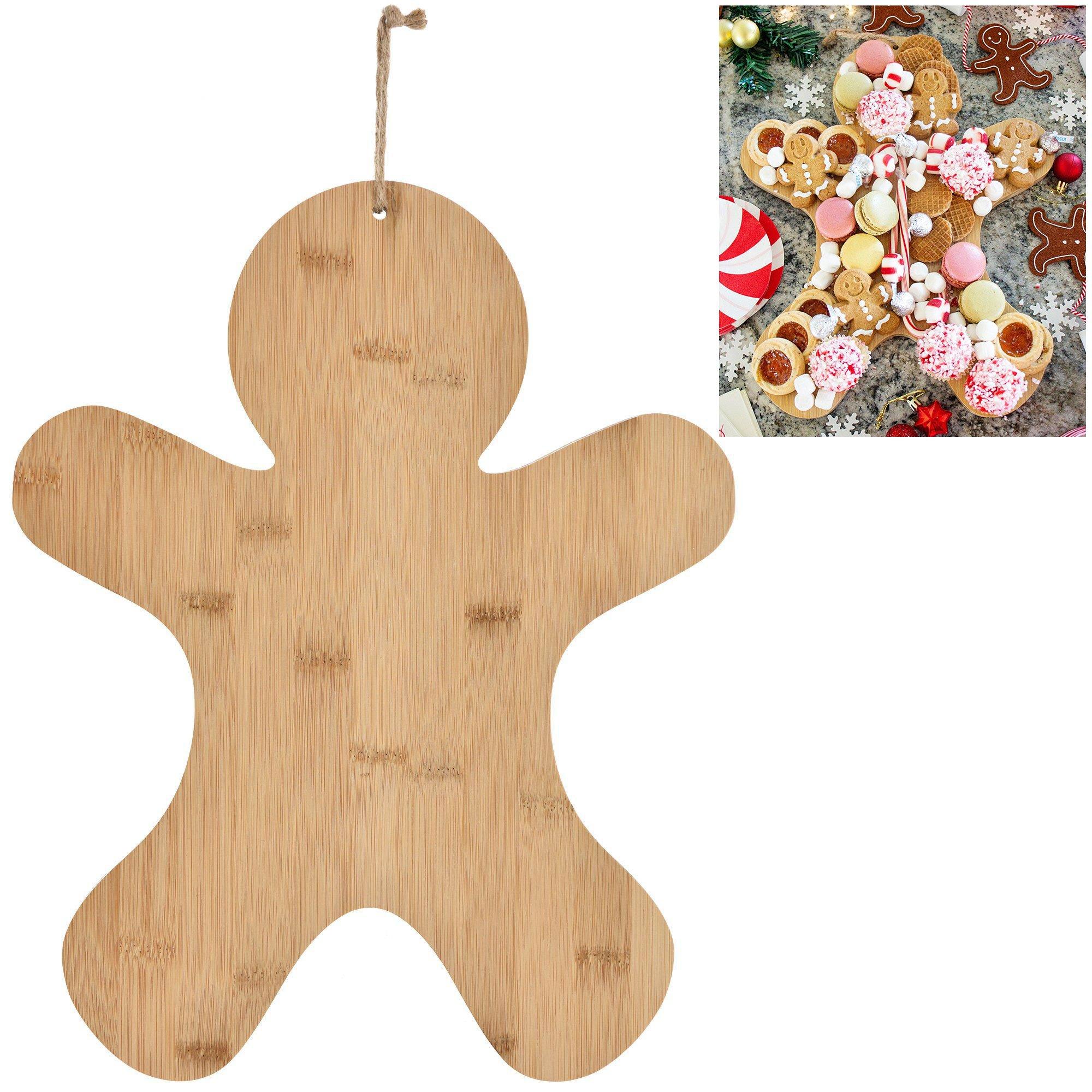 Gingerbread Cookie-Shaped Bamboo Charcuterie Board, 12.7in x 14.9in