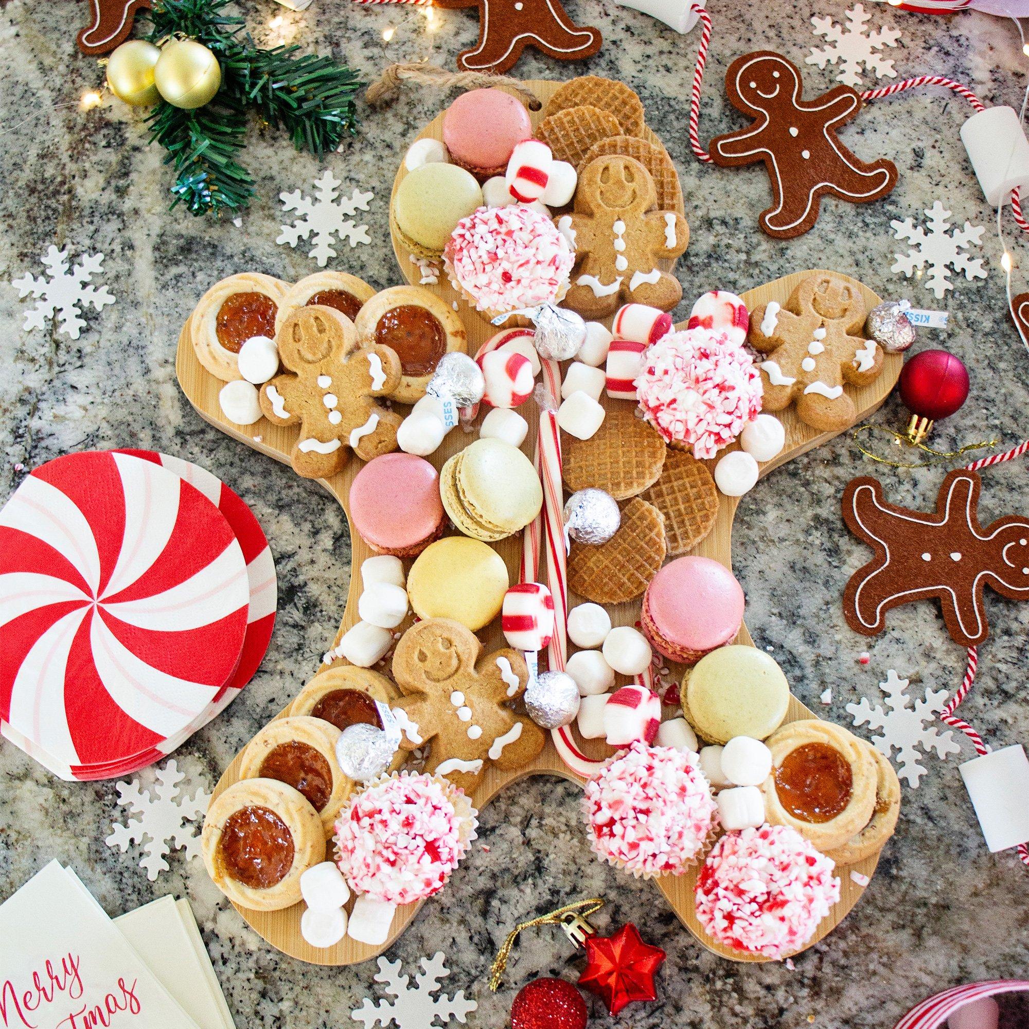 Gingerbread Cookie-Shaped Bamboo Charcuterie Board, 12.7in x 14.9in