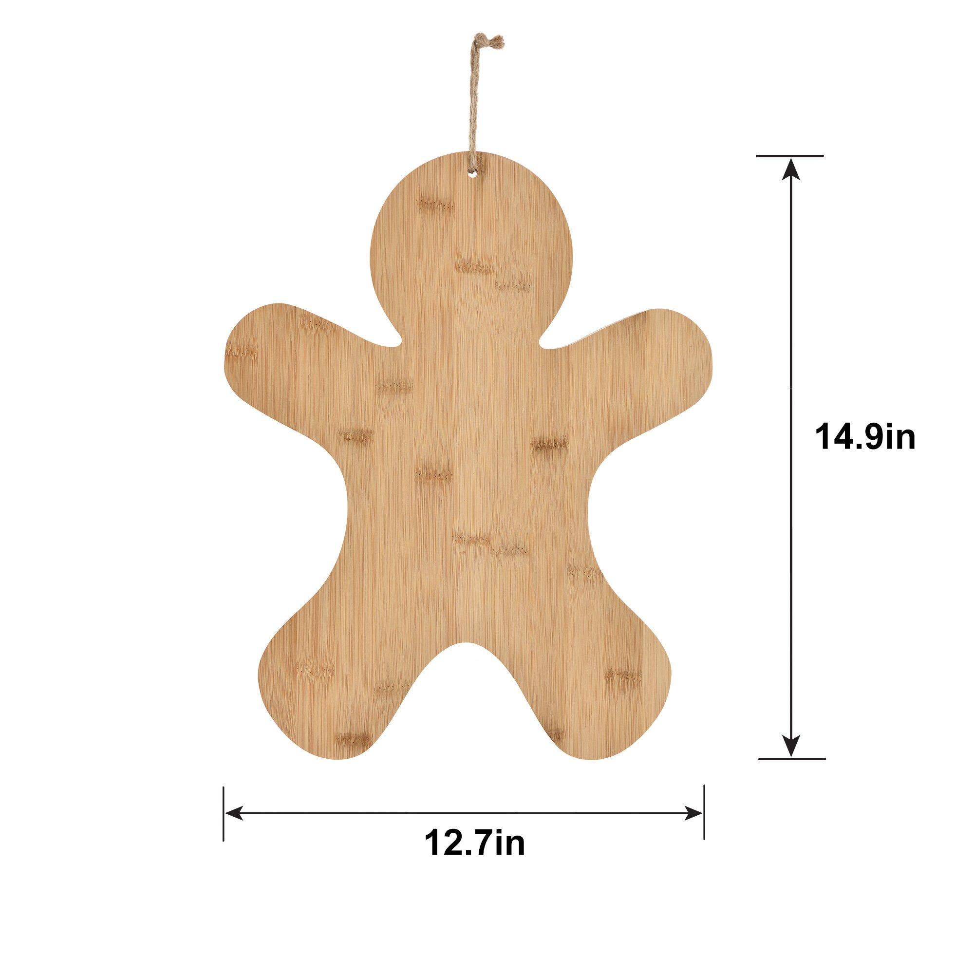 Gingerbread Cookie-Shaped Bamboo Charcuterie Board, 12.7in x 14.9in