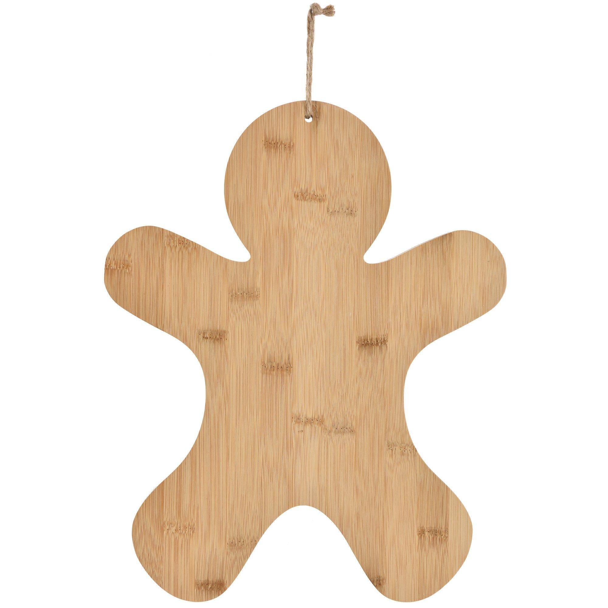 Gingerbread Cookie-Shaped Bamboo Charcuterie Board, 12.7in x 14.9in