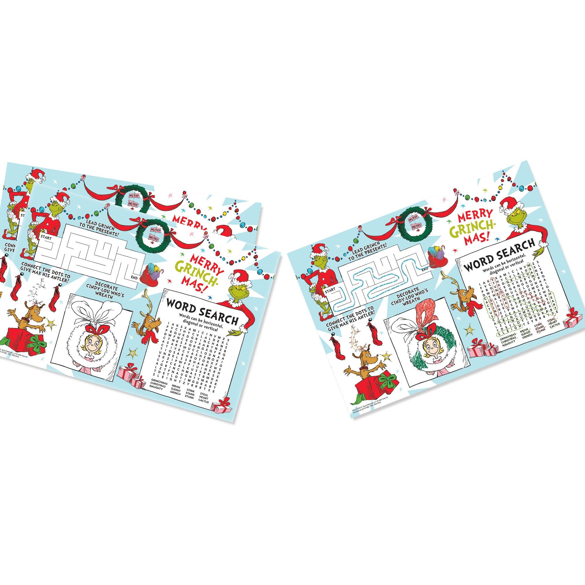 Grinch Activity Placemats, 24ct - Dr. Seuss