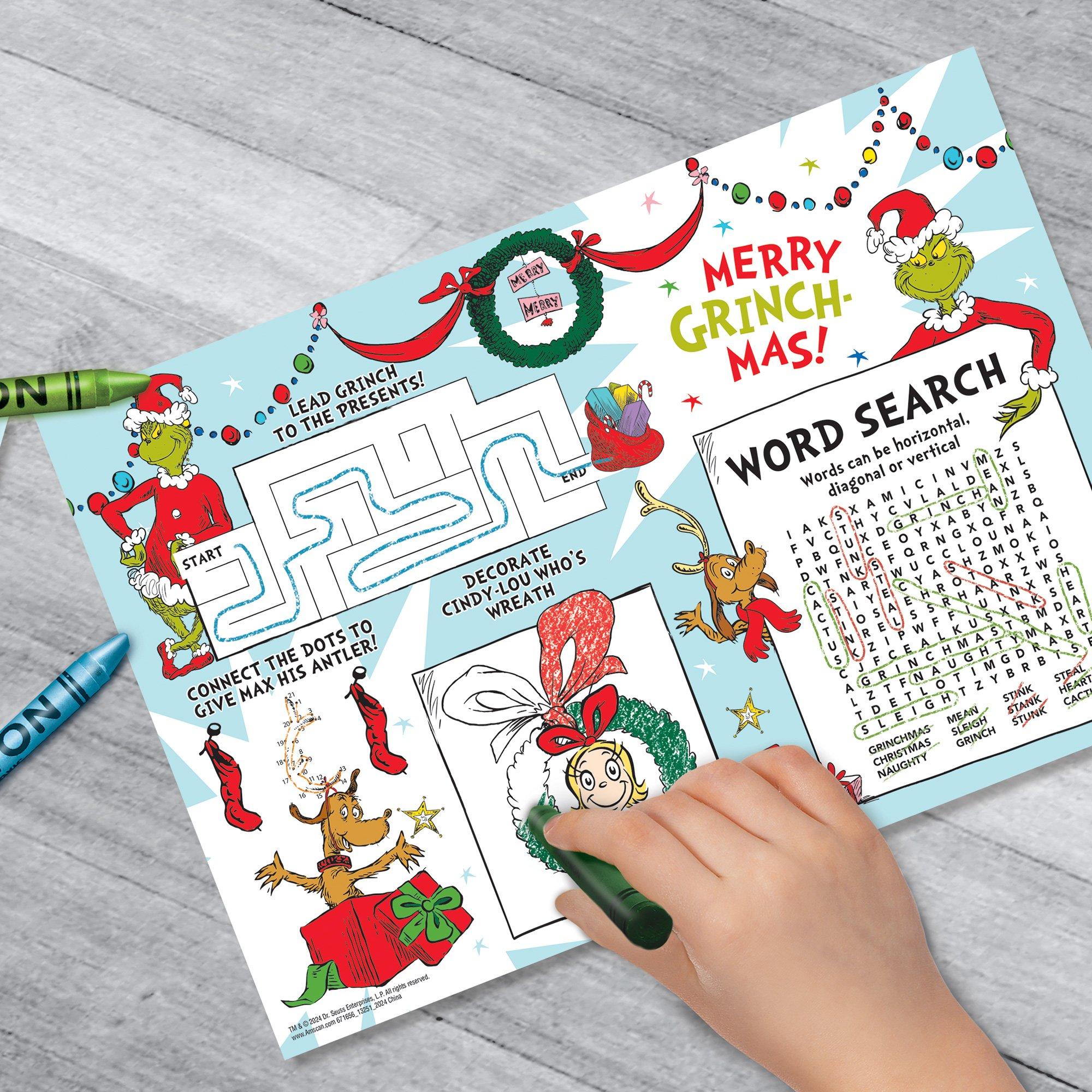 Grinch Activity Placemats, 24ct - Dr. Seuss