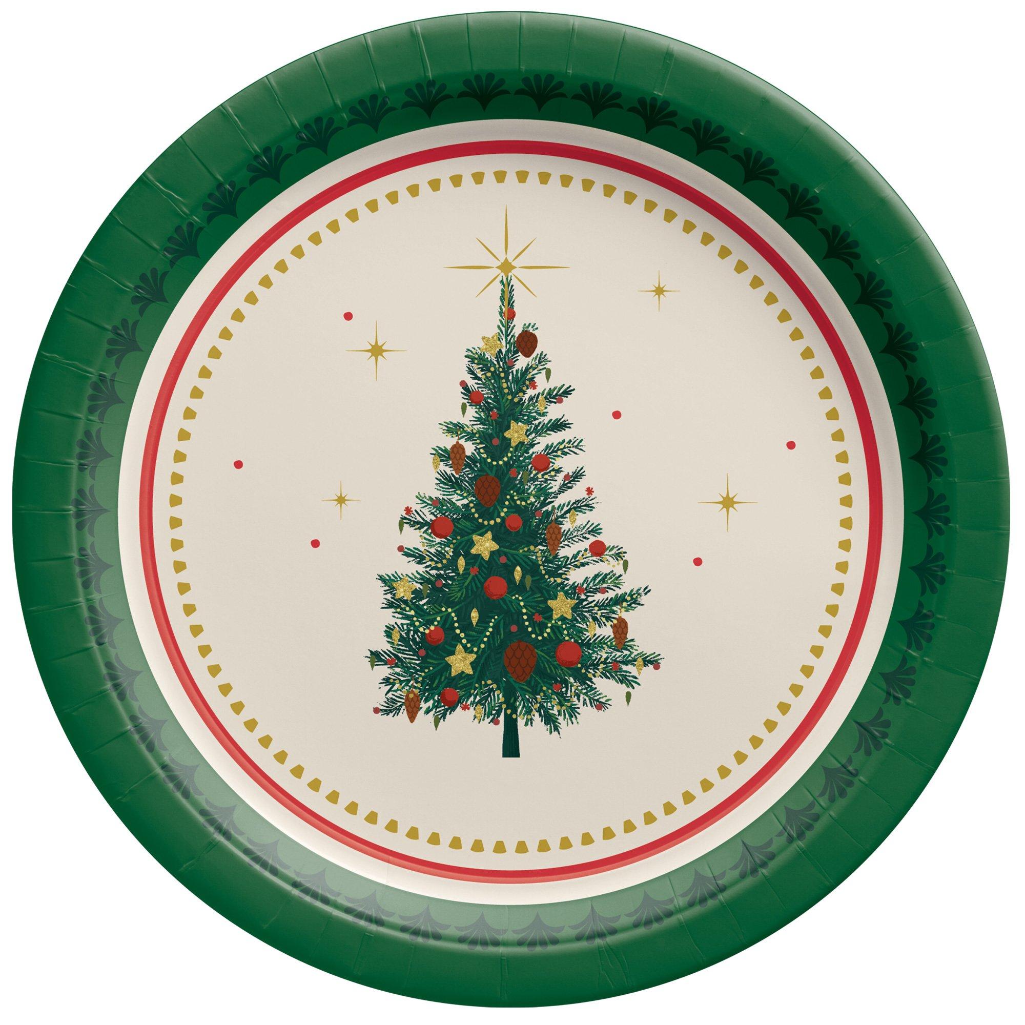 Elegant Evergreen Paper Dessert Plates, 7in, 8ct