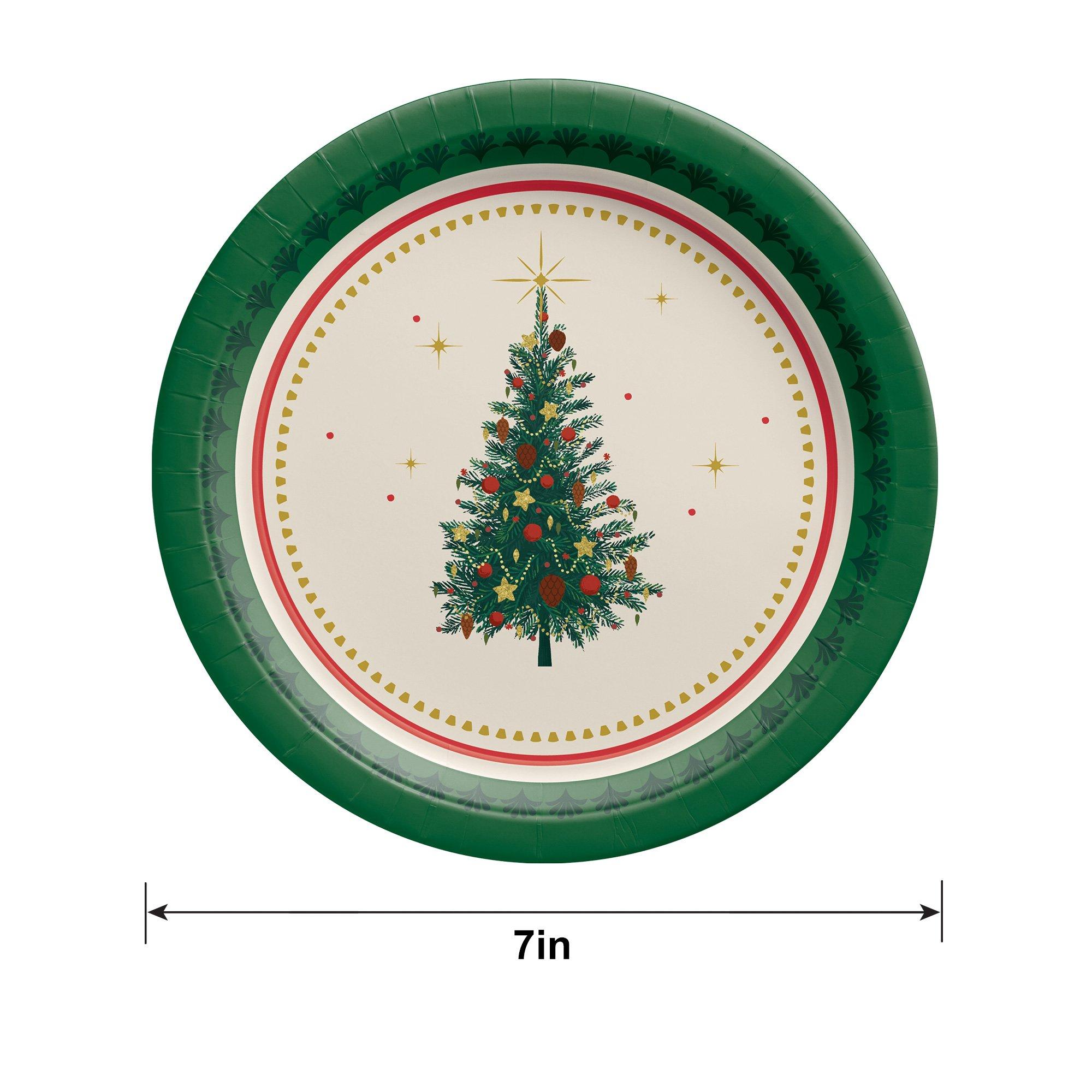 Elegant Evergreen Paper Dessert Plates, 7in, 8ct