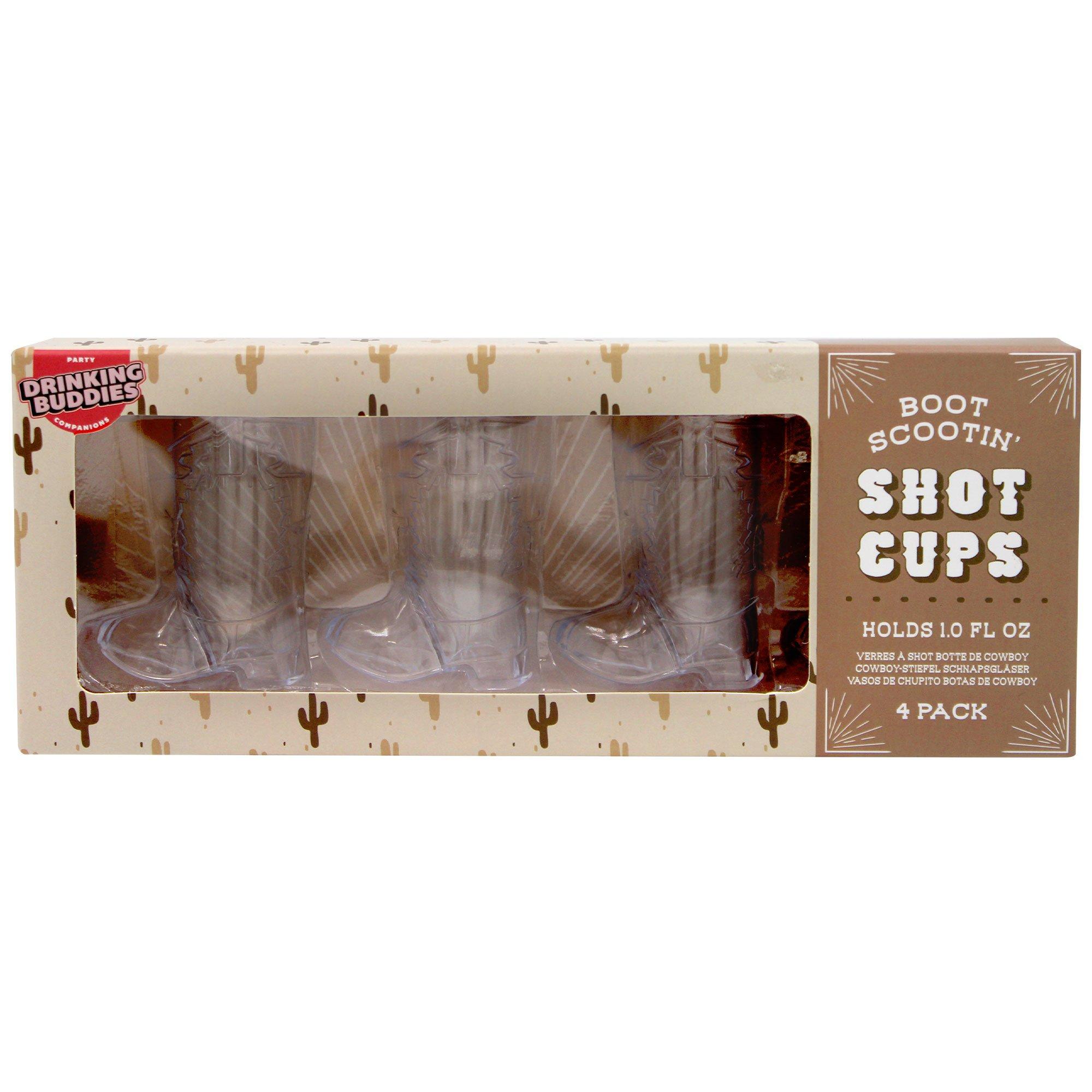 Cowboy Boot Plastic Shot Cups, 1oz, 4ct