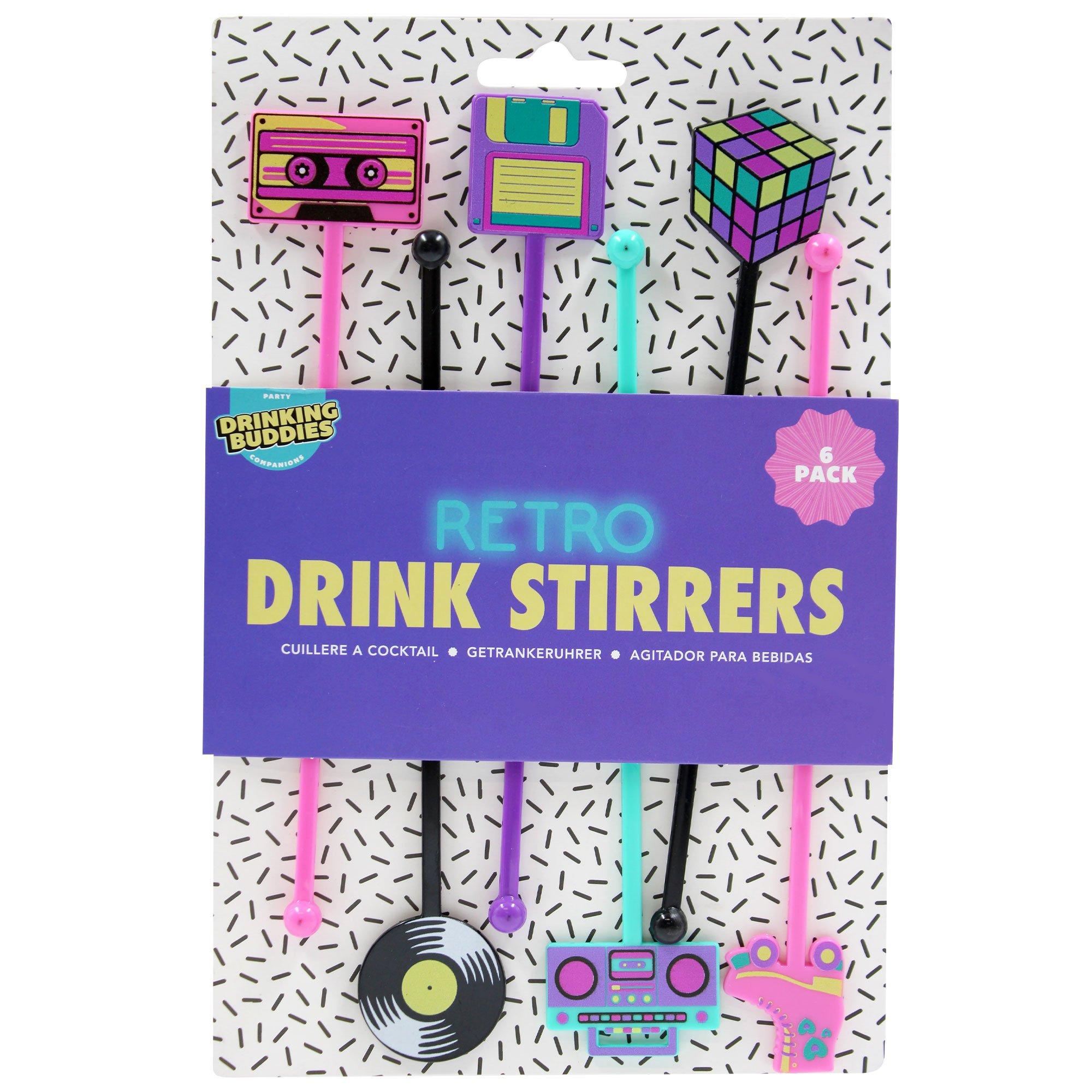 Retro Plastic Drink Stirrers, 6ct