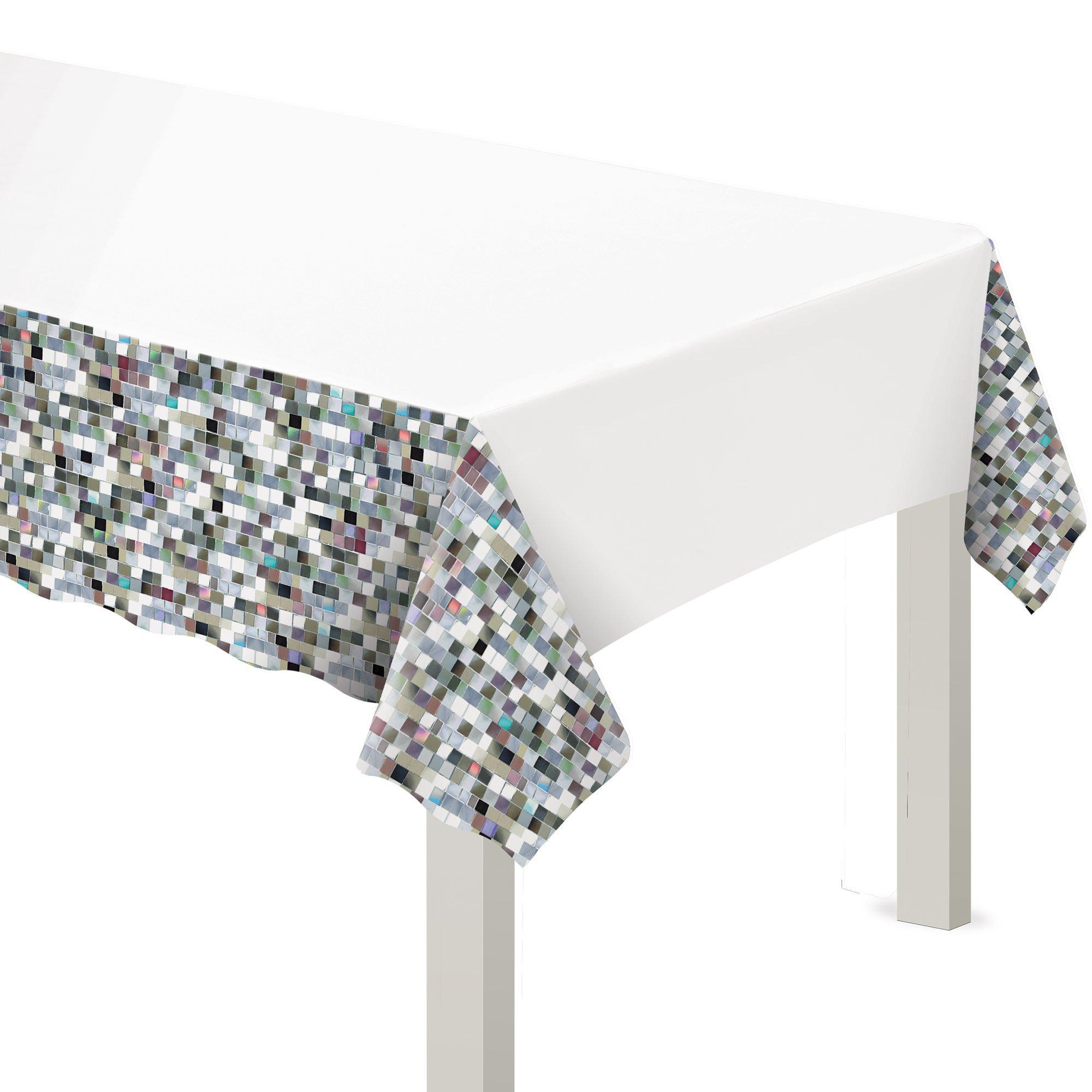 Disco Mirror Tile Plastic Table Cover, 54in x 96in