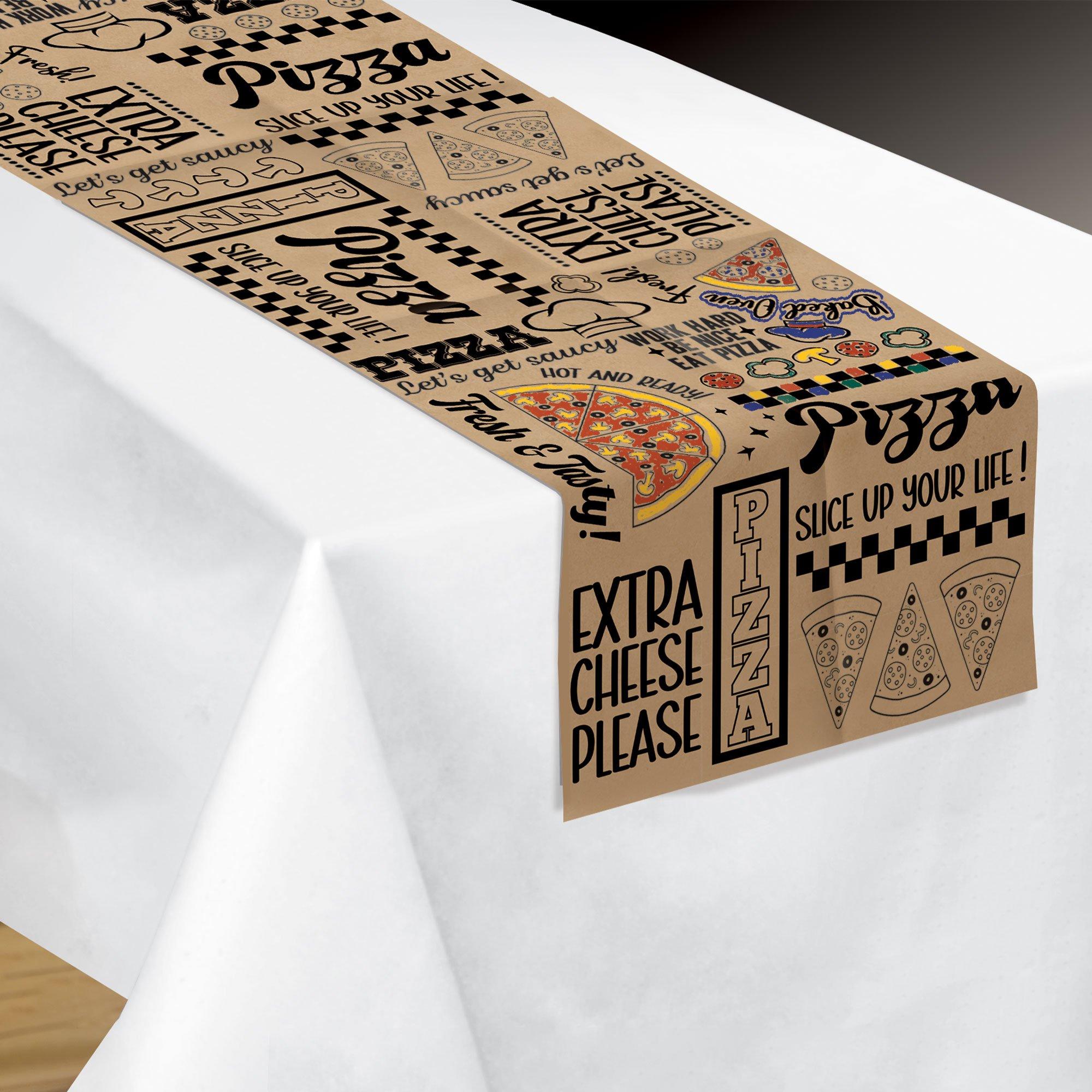 Pizzeria Kraft Paper Coloring Table Runner with Crayons, 13in x 72in