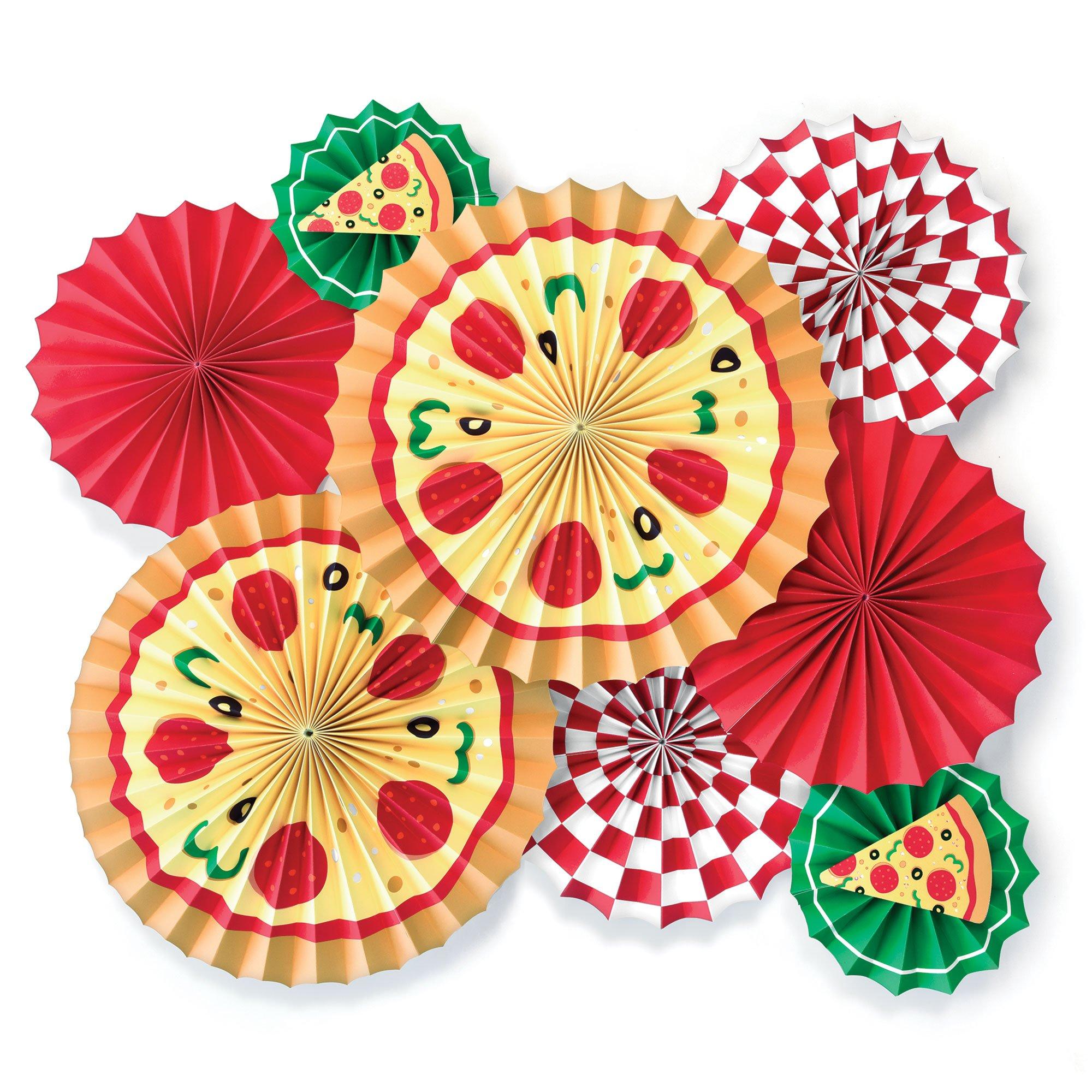 Pizzeria Paper Fan Decorations, 8pc