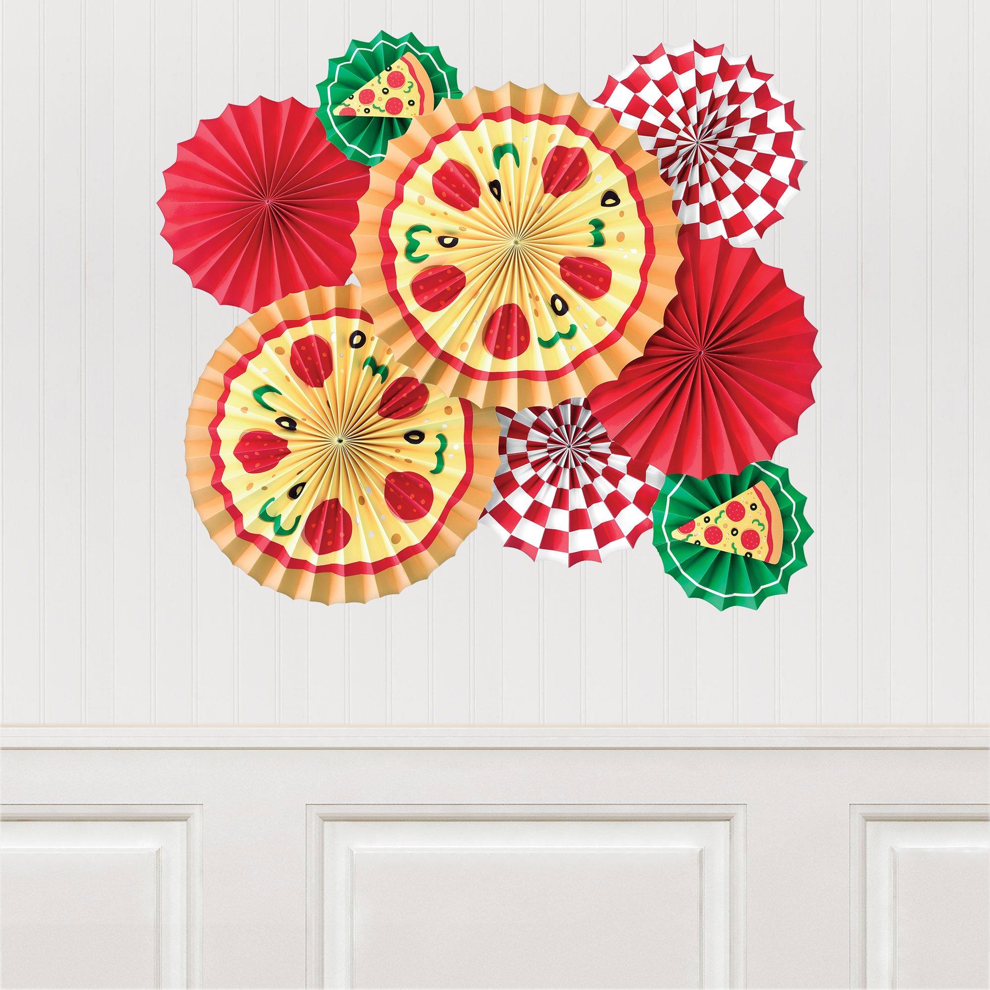 Pizzeria Paper Fan Decorations, 8pc