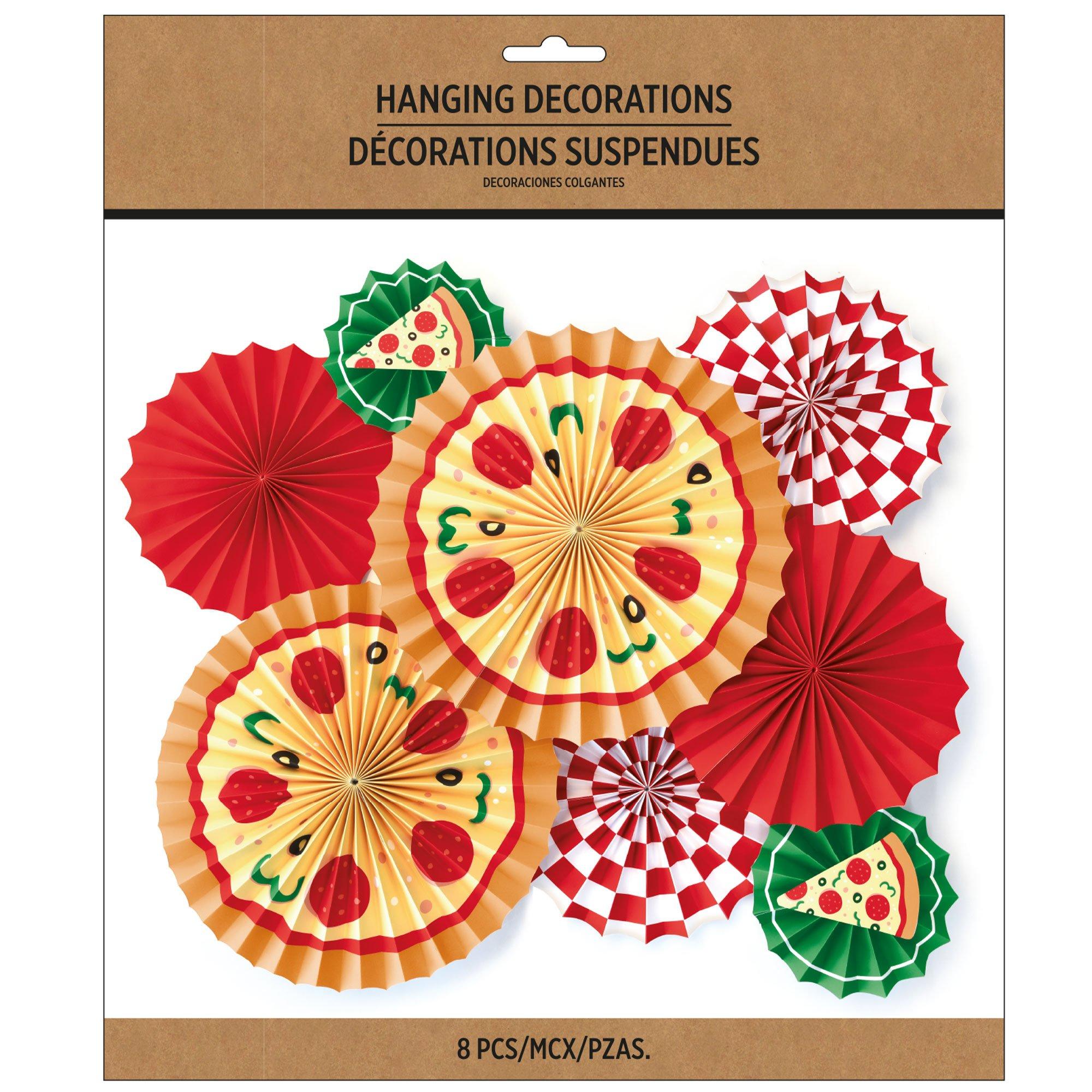 Pizzeria Paper Fan Decorations, 8pc