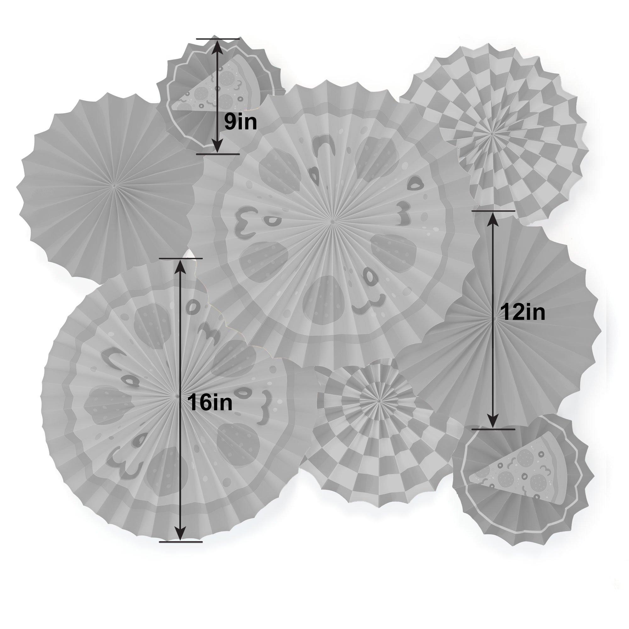 Pizzeria Paper Fan Decorations, 8pc