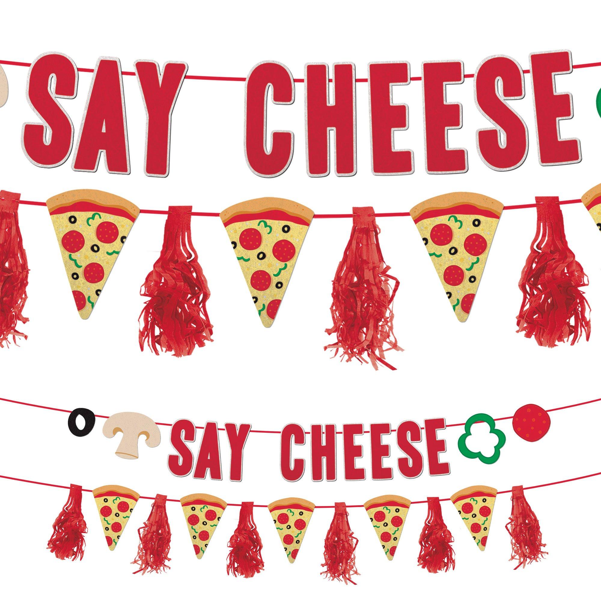 Pizzeria Say Cheese Felt & Paper Banner Set, 6ft, 2pc