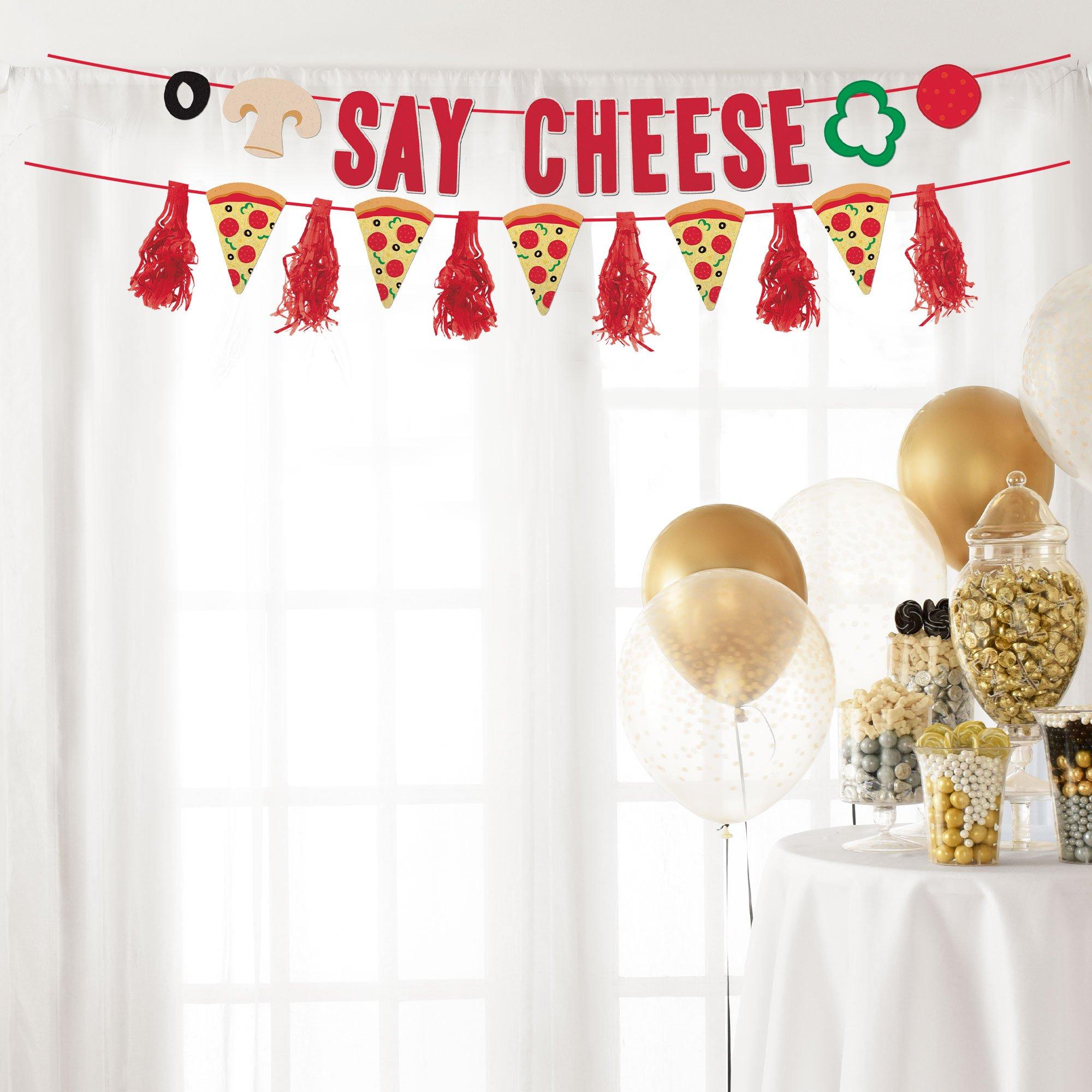 Pizzeria Say Cheese Felt & Paper Banner Set, 6ft, 2pc