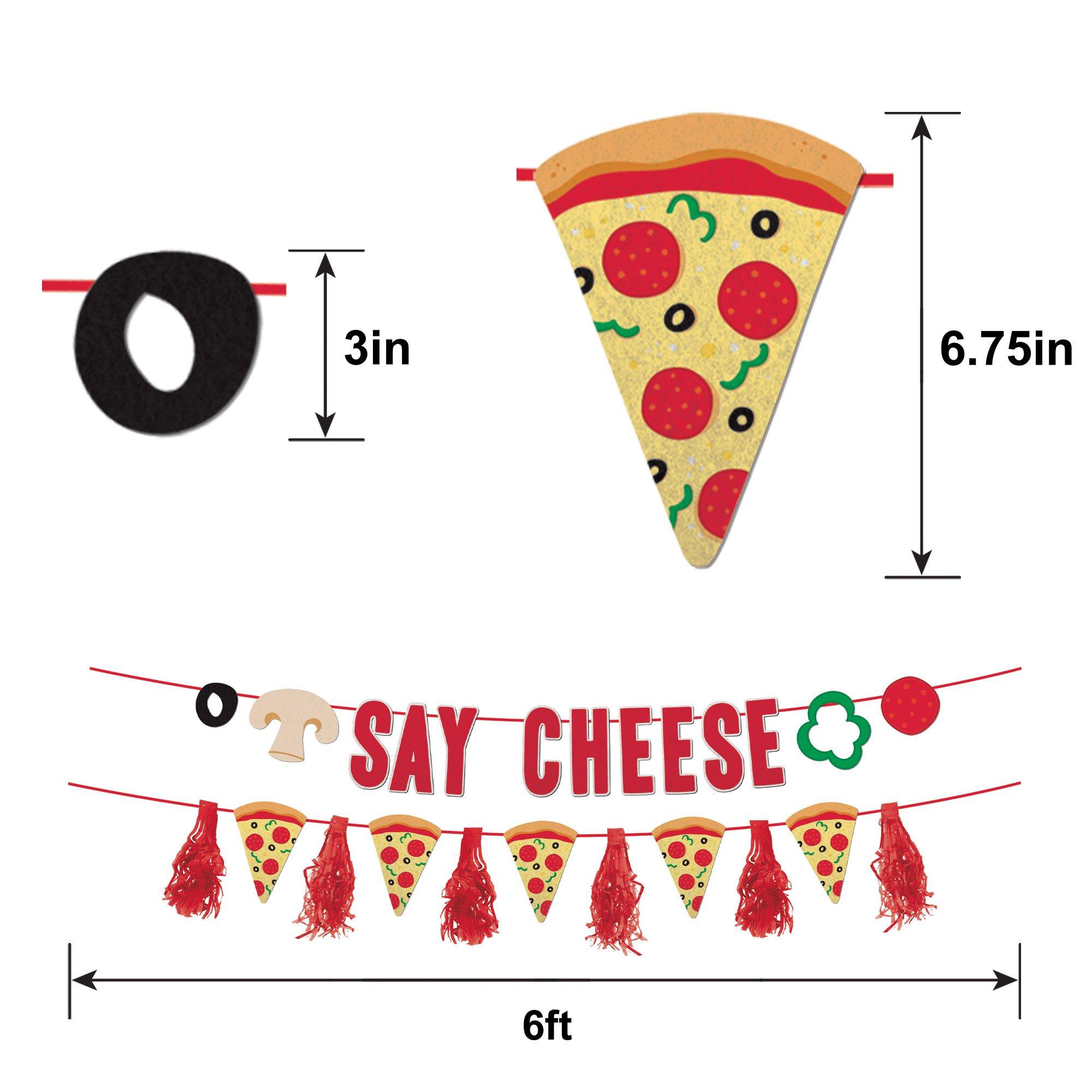 Pizzeria Say Cheese Felt & Paper Banner Set, 6ft, 2pc