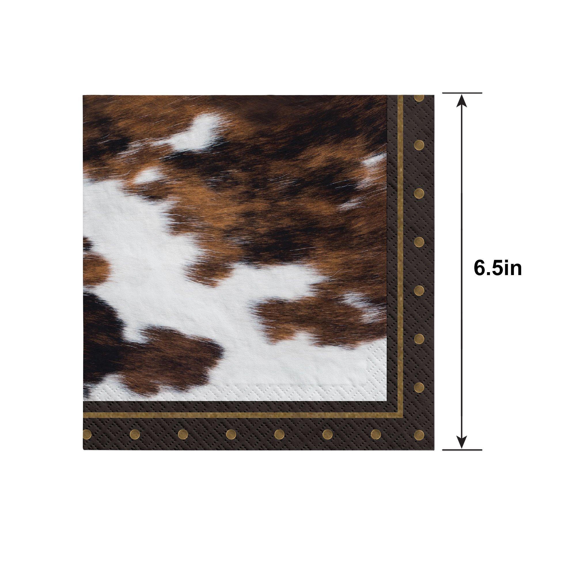 Western Cowhide Print Paper Lunch Napkins, 6.5in, 16ct