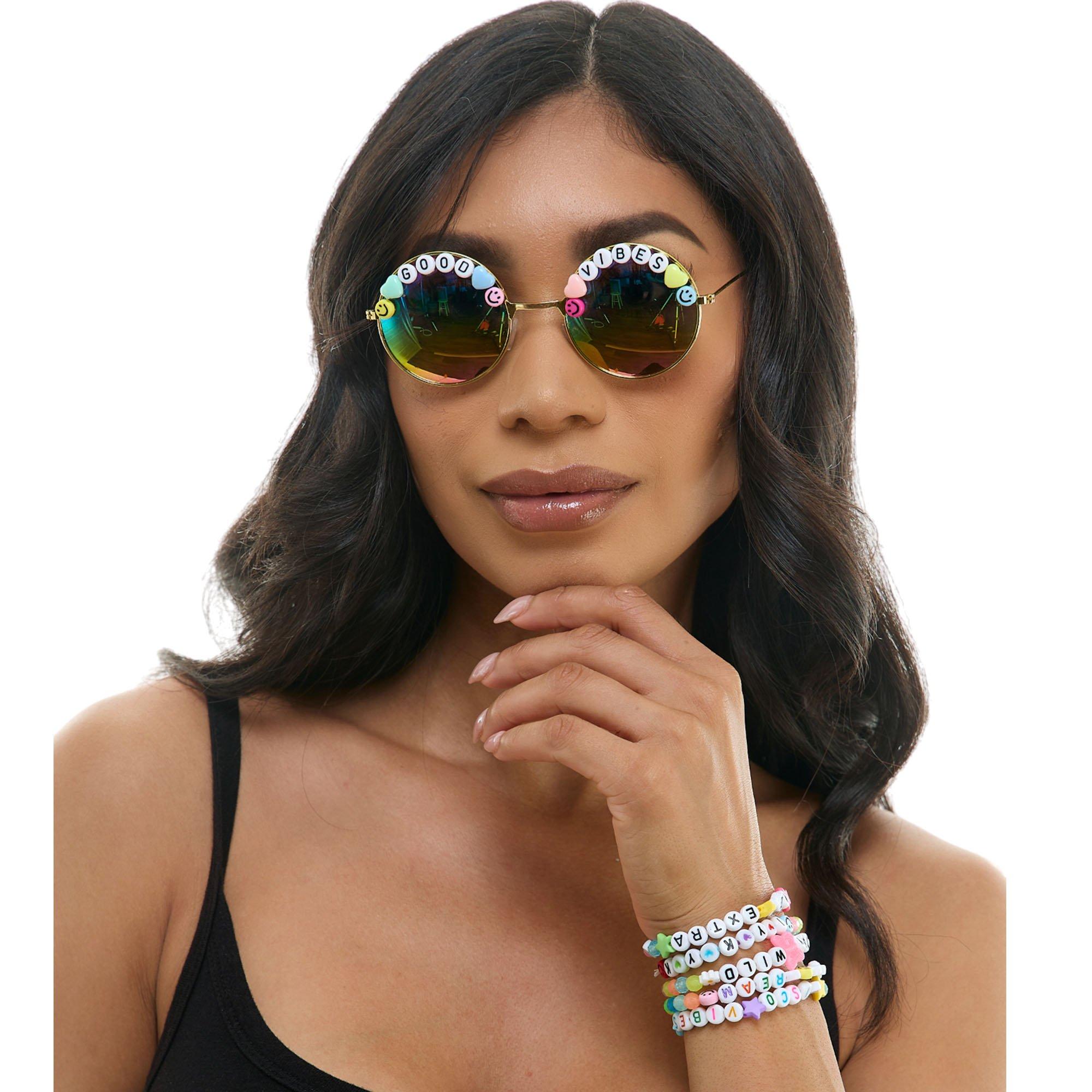 Good Vibes Kandi Round Mirrored Sunglasses