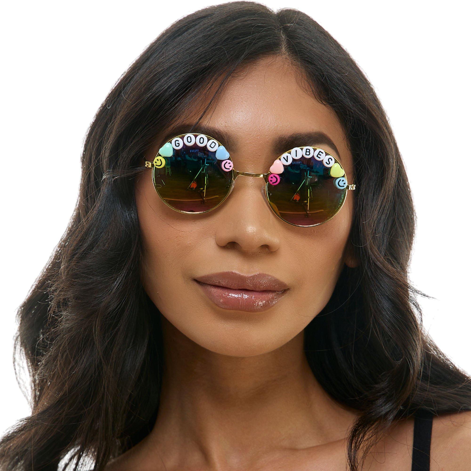 Good Vibes Kandi Round Mirrored Sunglasses