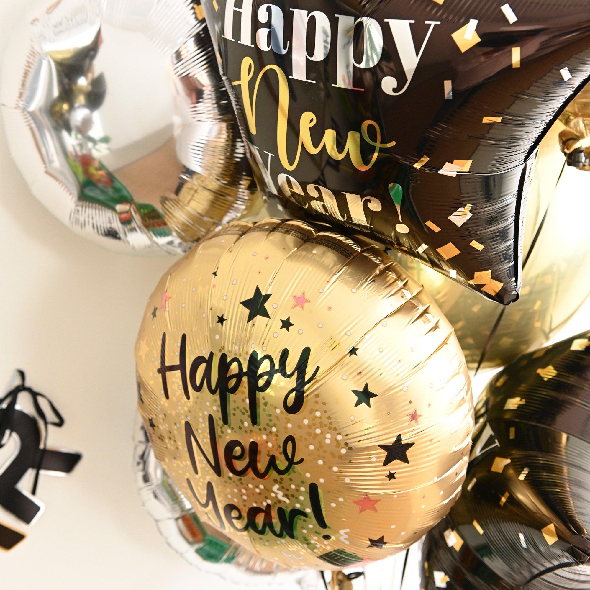 Satin Happy New Year Foil Balloon, 18in - Natural Sparkle