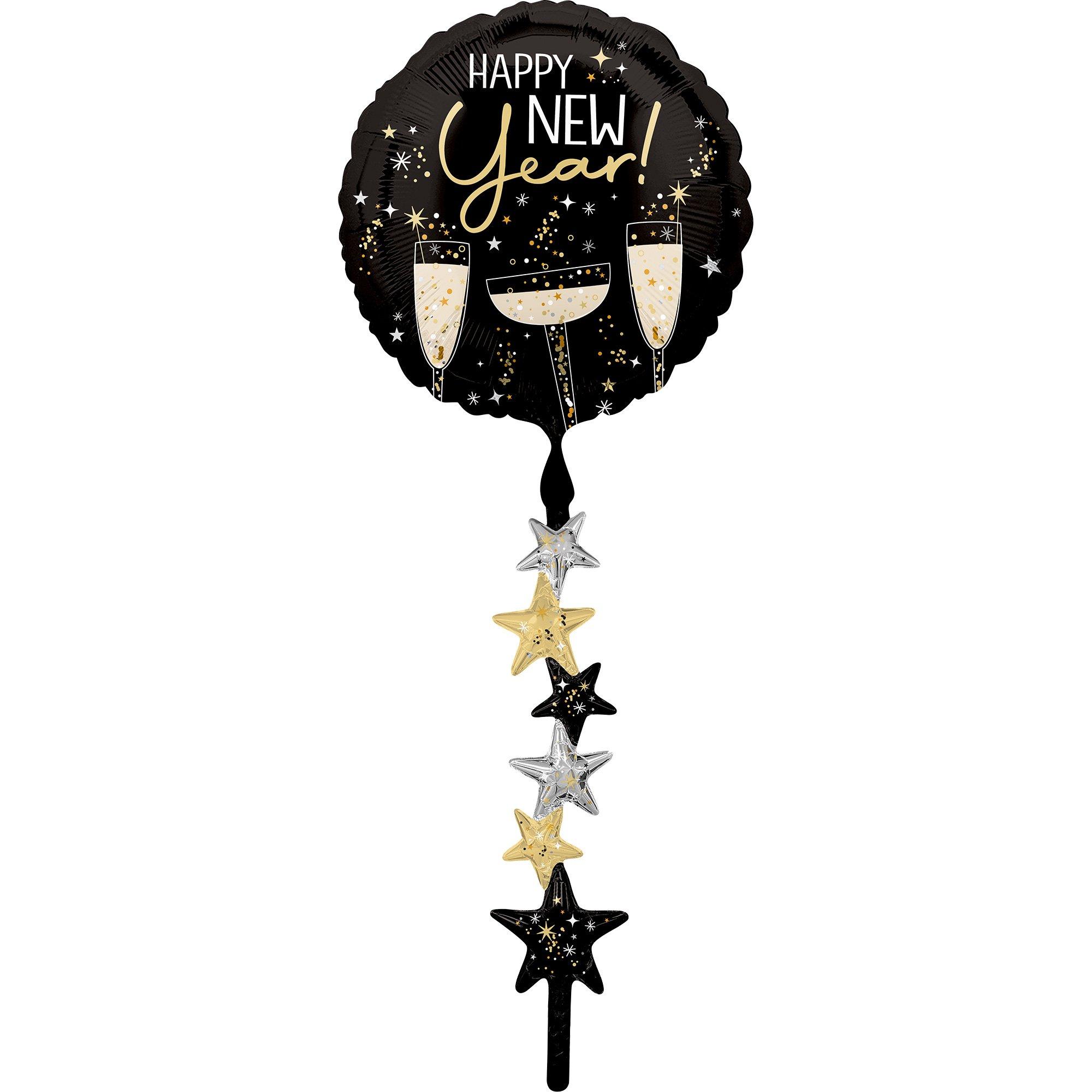 Bubbly New Year Foil Balloon (24in) with Balloon Tail (3.75ft)