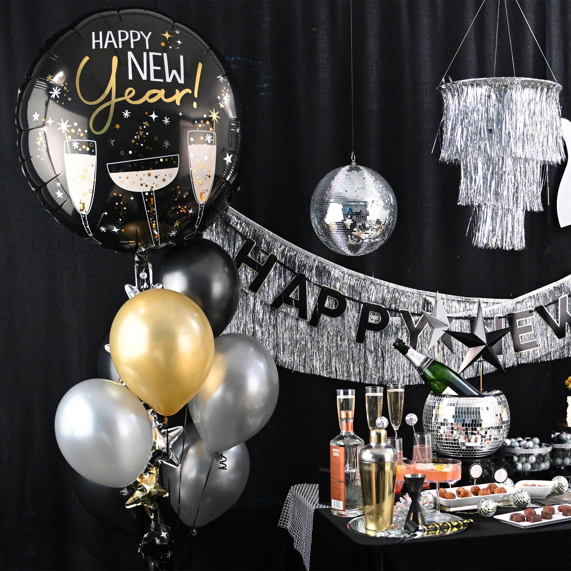 Bubbly New Year Foil Balloon (24in) with Balloon Tail (3.75ft)