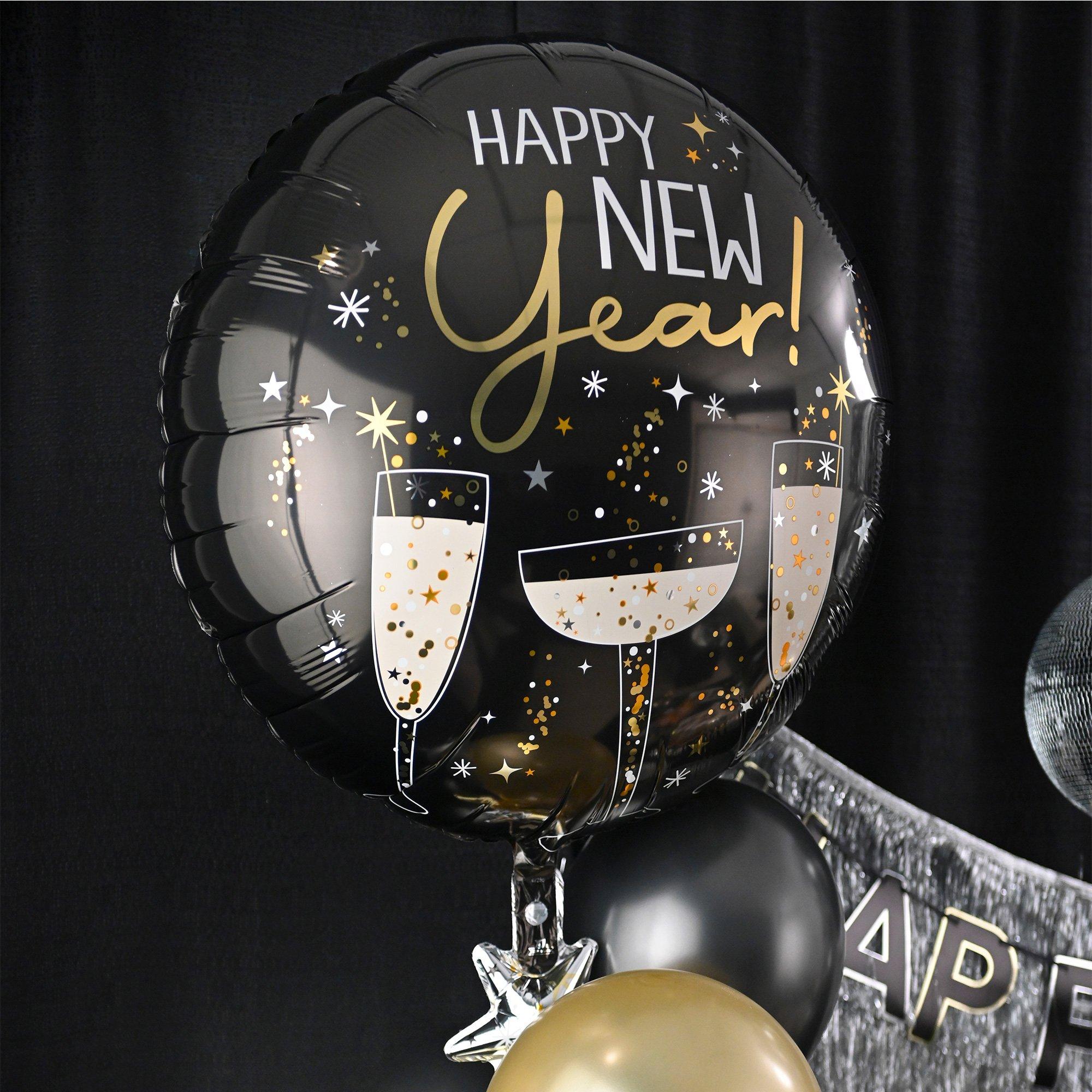 Bubbly New Year Foil Balloon (24in) with Balloon Tail (3.75ft)