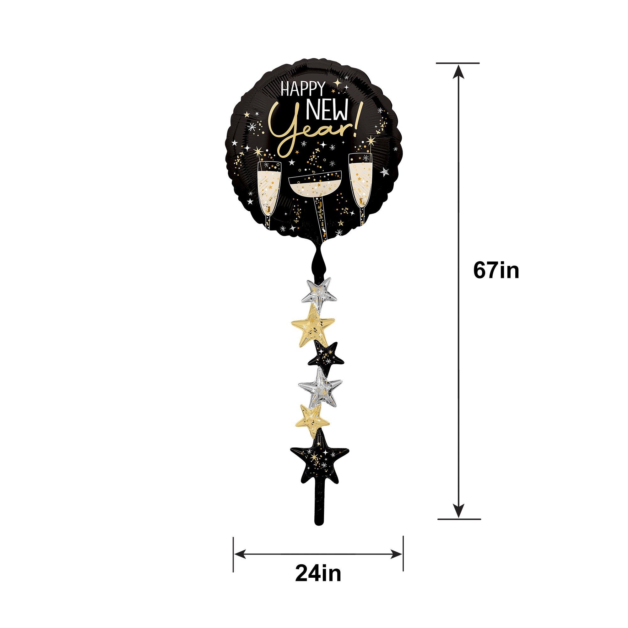 Bubbly New Year Foil Balloon (24in) with Balloon Tail (3.75ft)