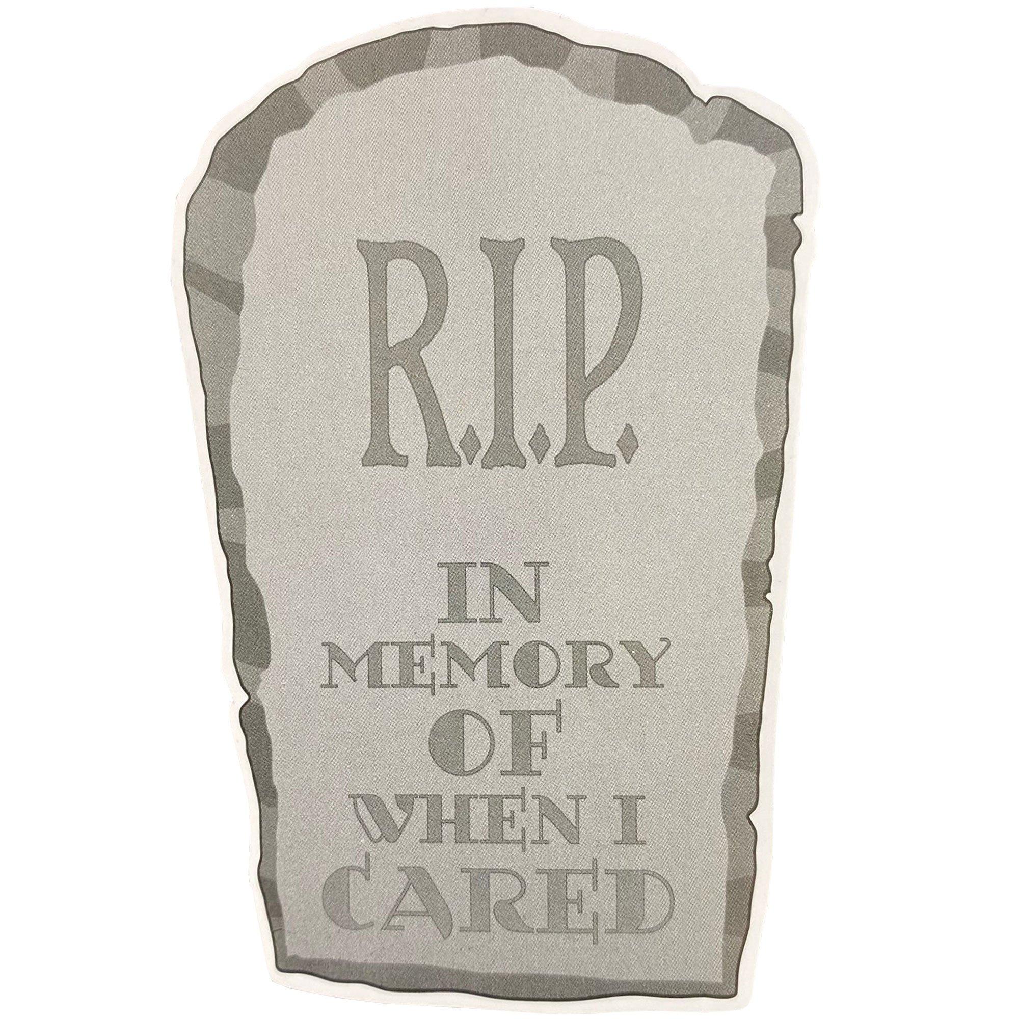 RIP Who Cares Tombstone Sticker, 2.25in x 3.5in