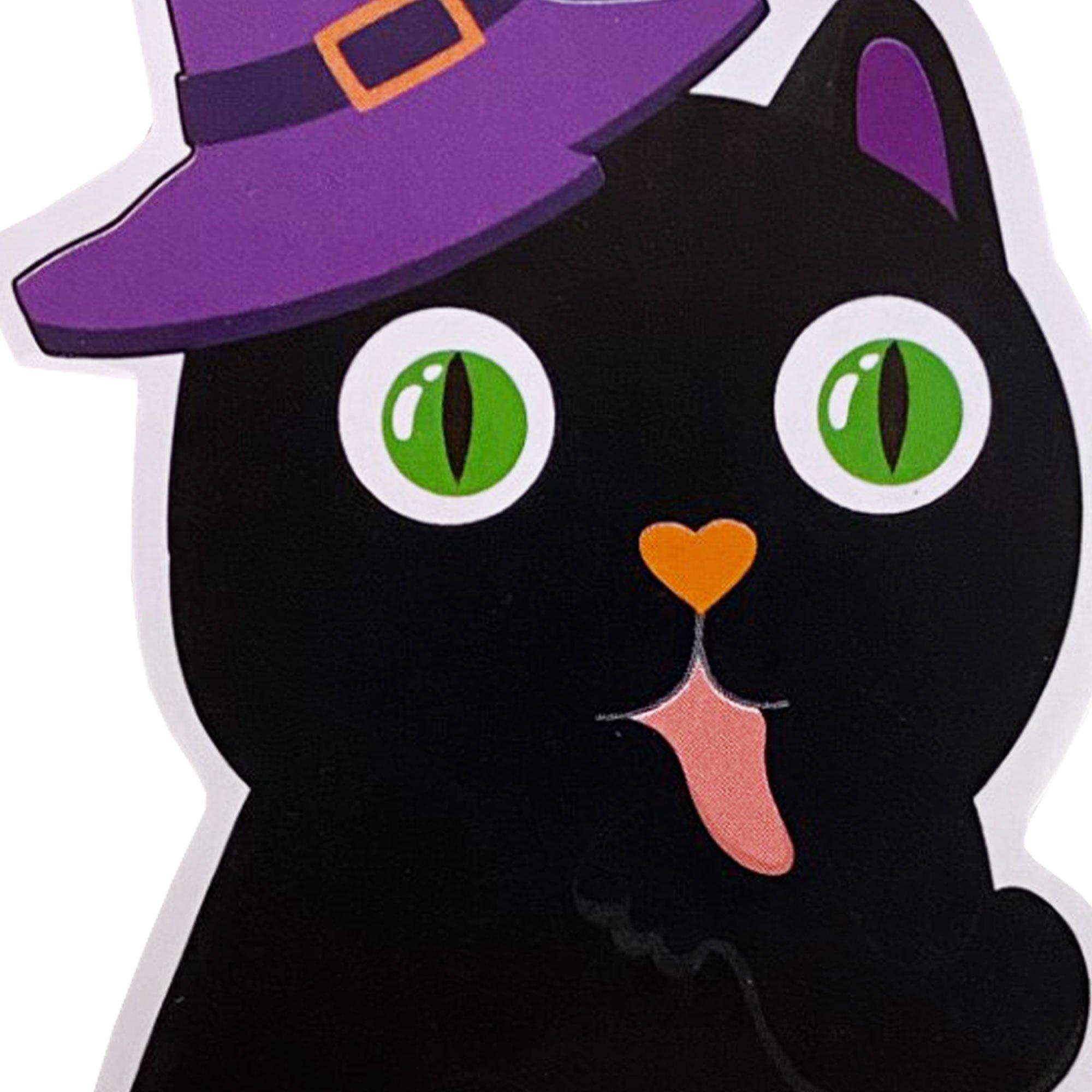 Black Witch Cat Sticker, 2.5in x 3.5in