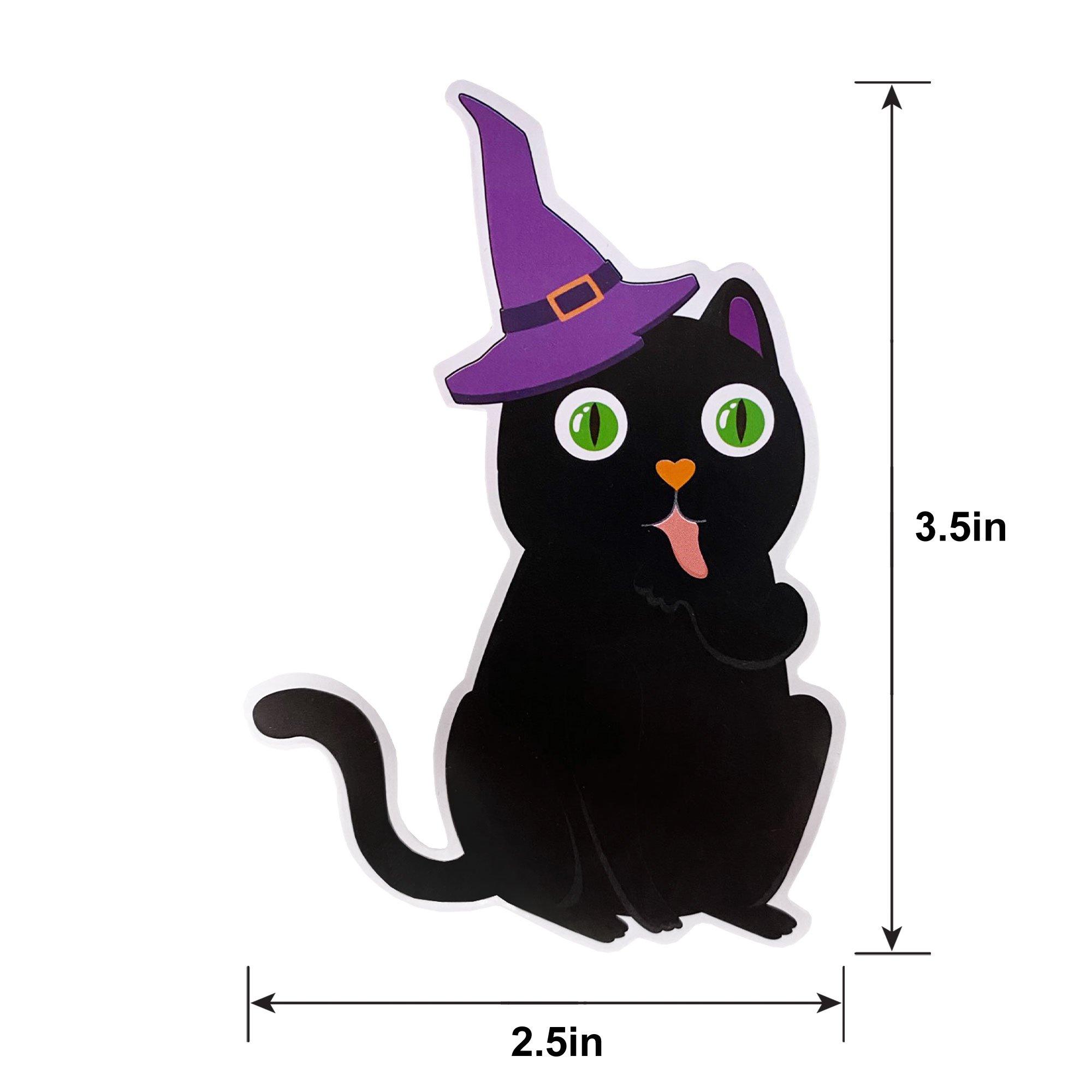 Black Witch Cat Sticker, 2.5in x 3.5in