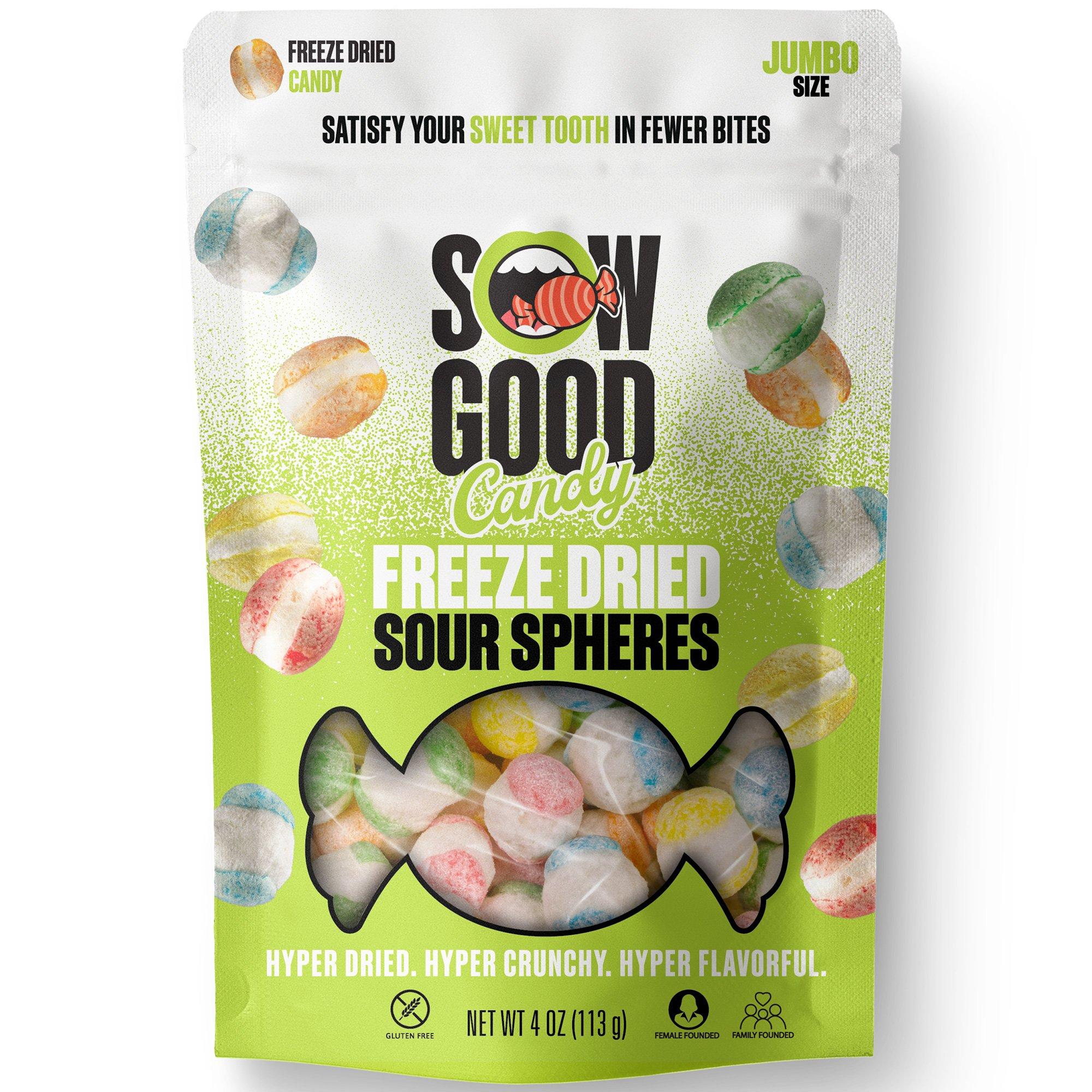 SowGood Candy Freeze Dried Sour Spheres, Jumbo Size - 4oz