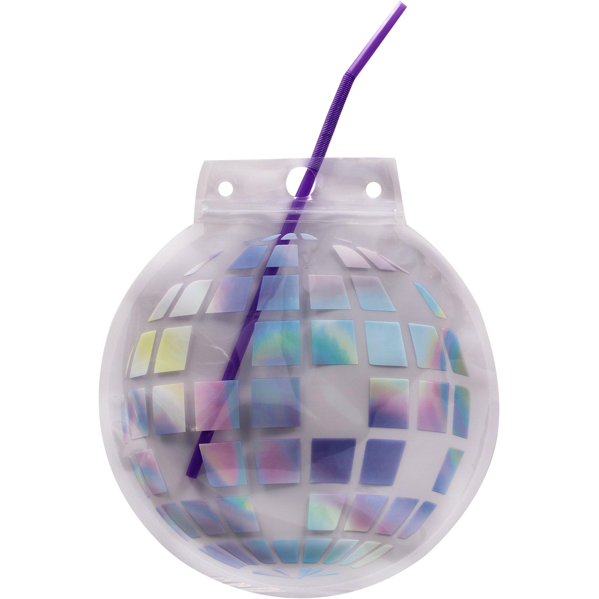 Disco Ball-Shaped Drink Pouches with Straws, 12oz, 10ct