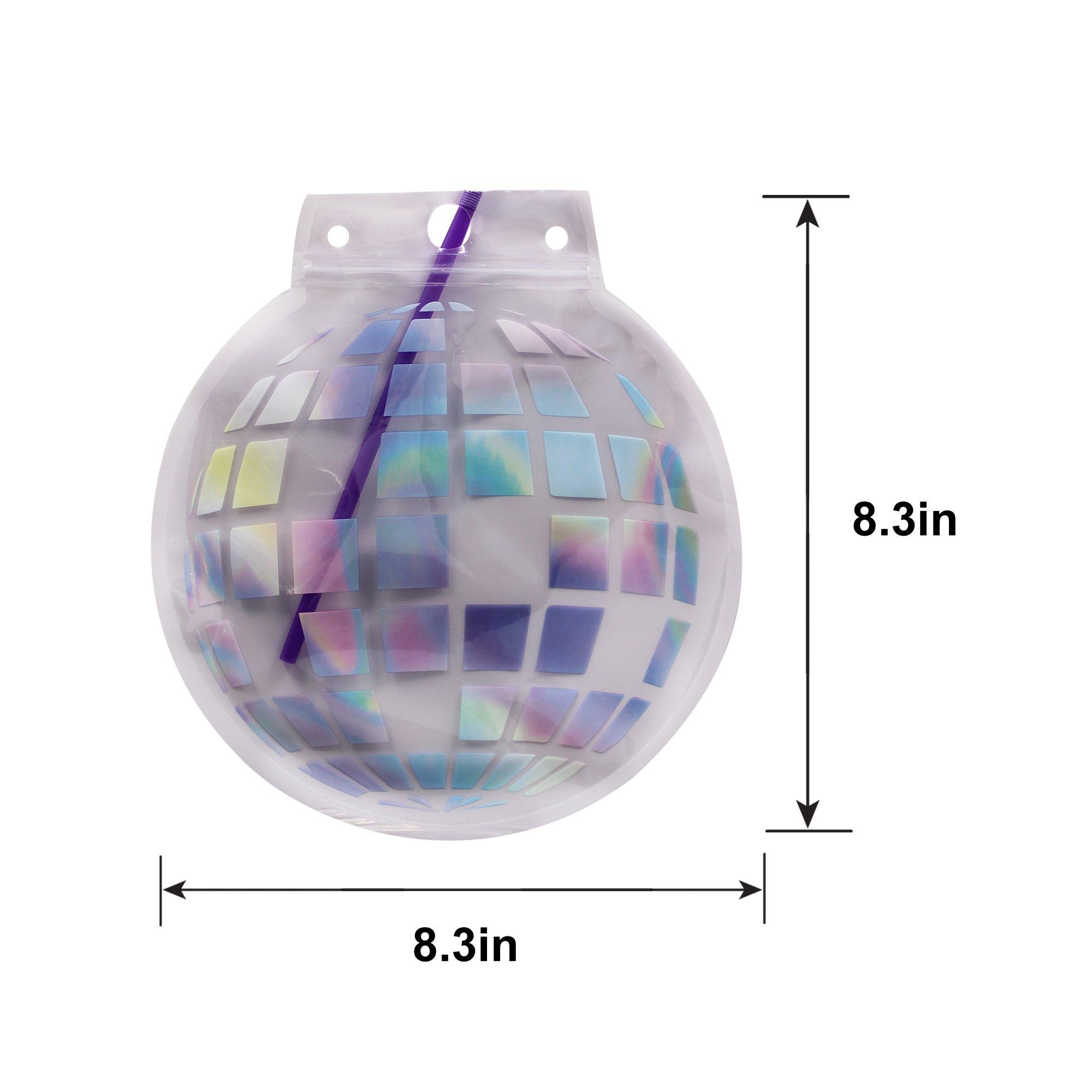 Disco Ball-Shaped Drink Pouches with Straws, 12oz, 10ct